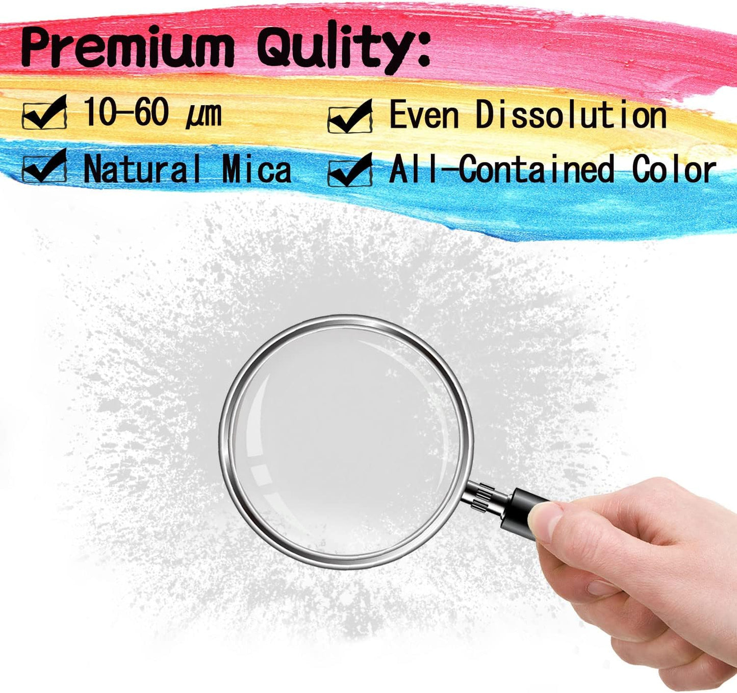 Mica Powder - 60g Mica Powder for Epoxy Resin - Pearl Pigment Powder Dye for Resin/Eye Shadow/Soap Making/Nails/Bath Bombs etc. (White)