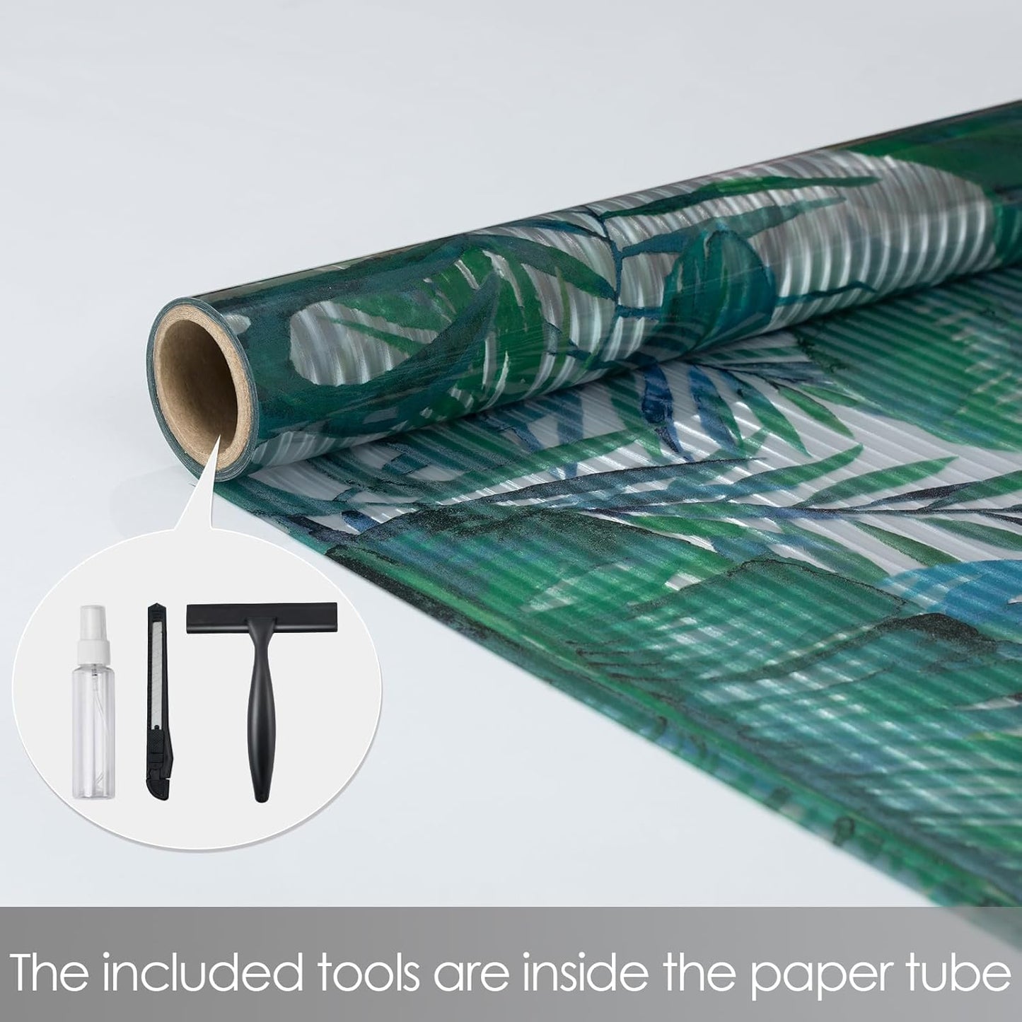 DKTIE Nature Pattern Rainbow Window Film Decorative Stained Glass Window Film Static Cling Films Easy Apply Removable Comes with Tools (U560-Reeded Glass, 35.4" x 118.1")