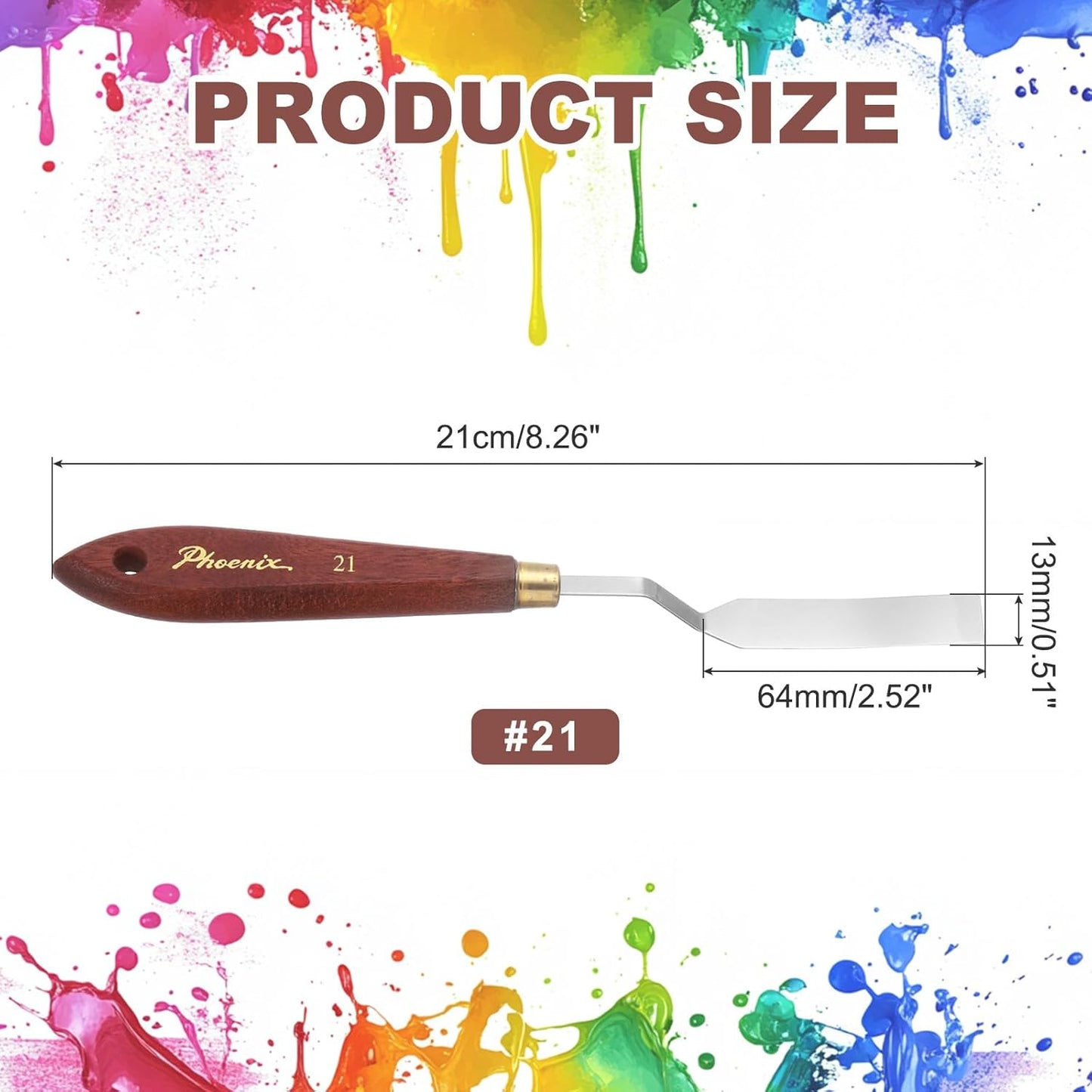 MECCANIXITY Pack of 1 Palette Knife No.21, 6.9" Long Palette Knives with Stainless Steel Flexible Spatula Pallet Knife and Wood Handle for Scraping, Mixing, Oil Acrylic Painting Canvas