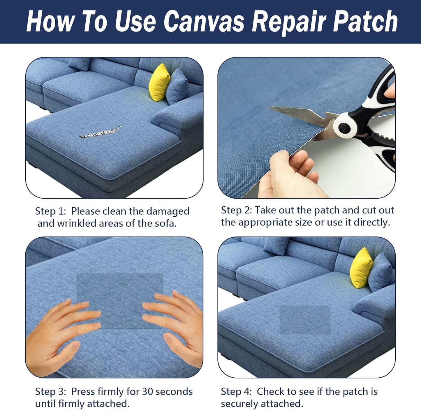 Canvas Repair Patch, 17X79 Inch Strong Sticky Fabric Repair Tape, Self-Adhesive Fabric Patch for Sofas, Tote Bags, Clothing, Car Seats, Furniture (Medium Grey, 17X79 Inch)