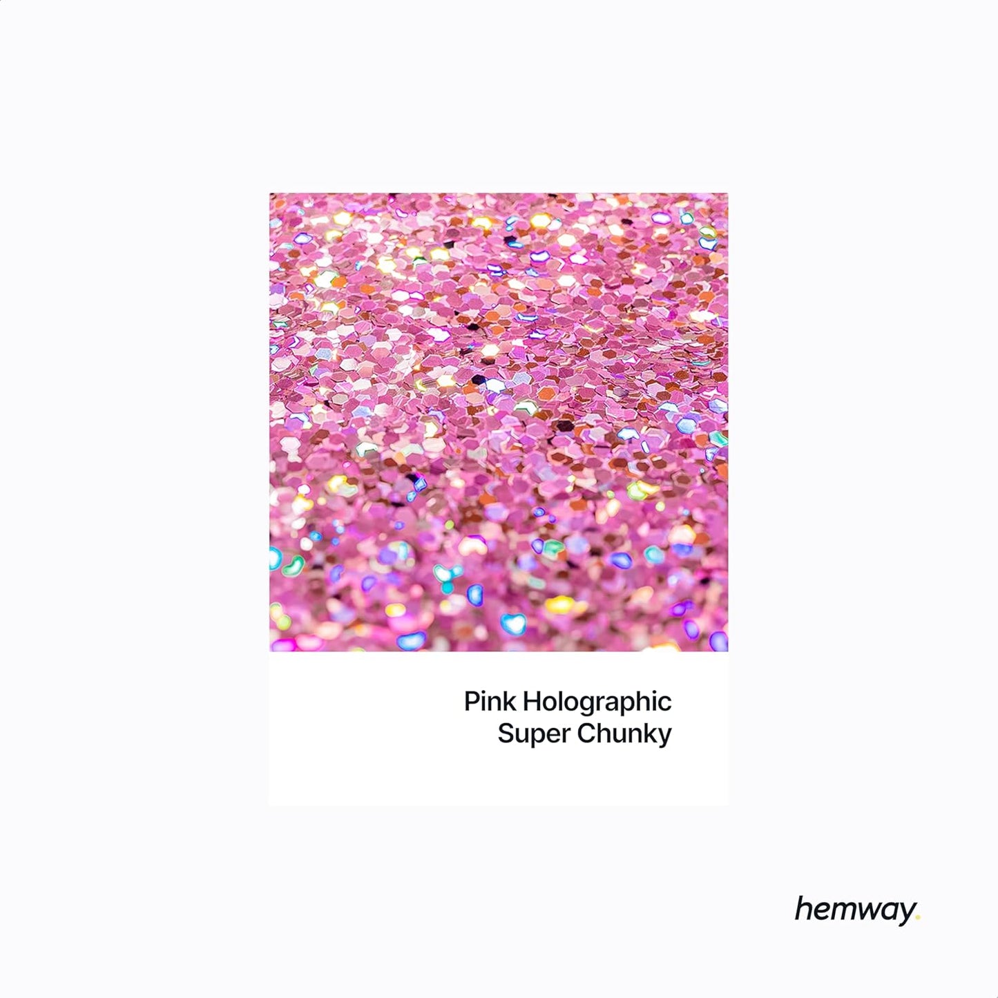 Hemway Glitter for Resin 100g Rose Pink Holographic Metallic Crystals for Epoxy Craft Super Chunky Flakes Tumblers Wax Melt