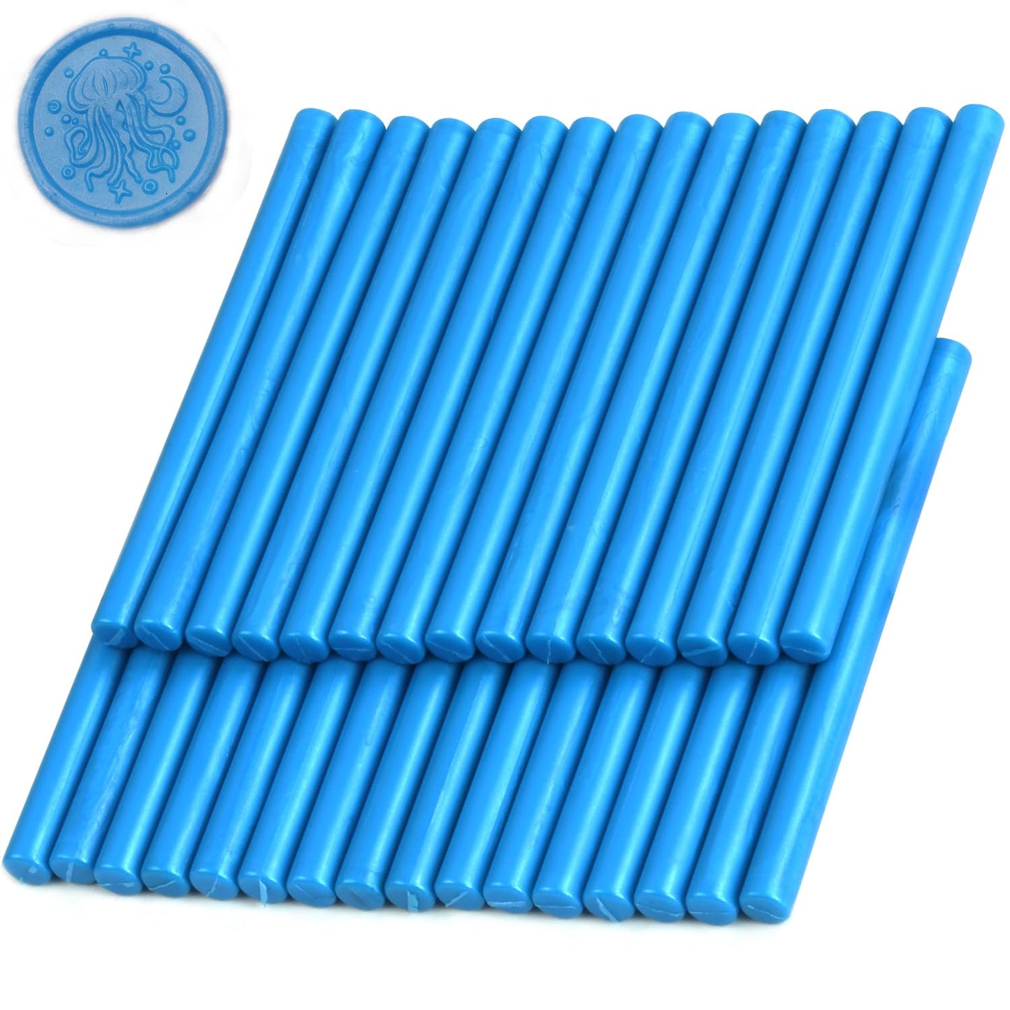 Bright Blue Wax Seal Sticks, 30pcs Sealing Wax Sticks, HOSEALING Glue Gun Wax Seal Sticks for Wax Seal Stamp, Premium Sealing Wax for Wedding Invitations, Letter, Envelope (Mini Size)