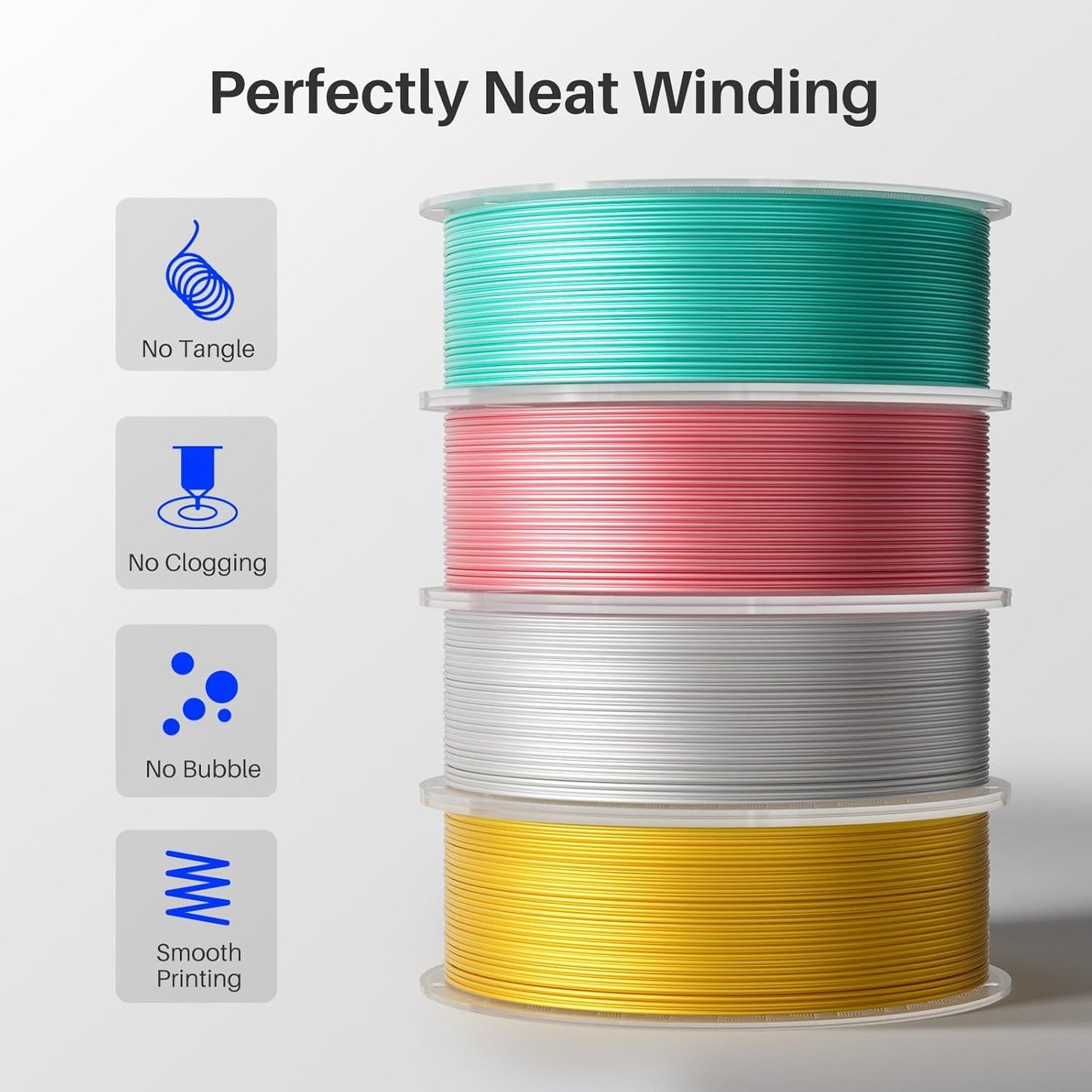 ELEGOO Silk PLA Filament 1.75mm Dual Color Black Green 1KG, Shiny 3D Printer Filament Dimensional Accuracy +/- 0.05mm, 1kg Spool(2.2lbs) Fits for Most FDM 3D Printers