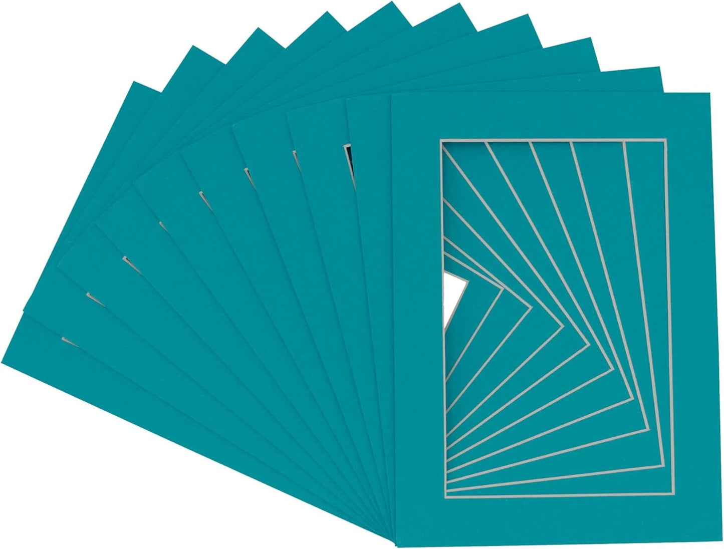 5x7 Mat for 8.5x11 Frame - Precut Mat Board Acid-Free Teal Blue 5x7 Photo Matte Made to Fit a 8.5x11 Picture Frame, Premium Matboard for Family Photos, Show Kits, Art, Picture Framing, Pack of 10 Mats