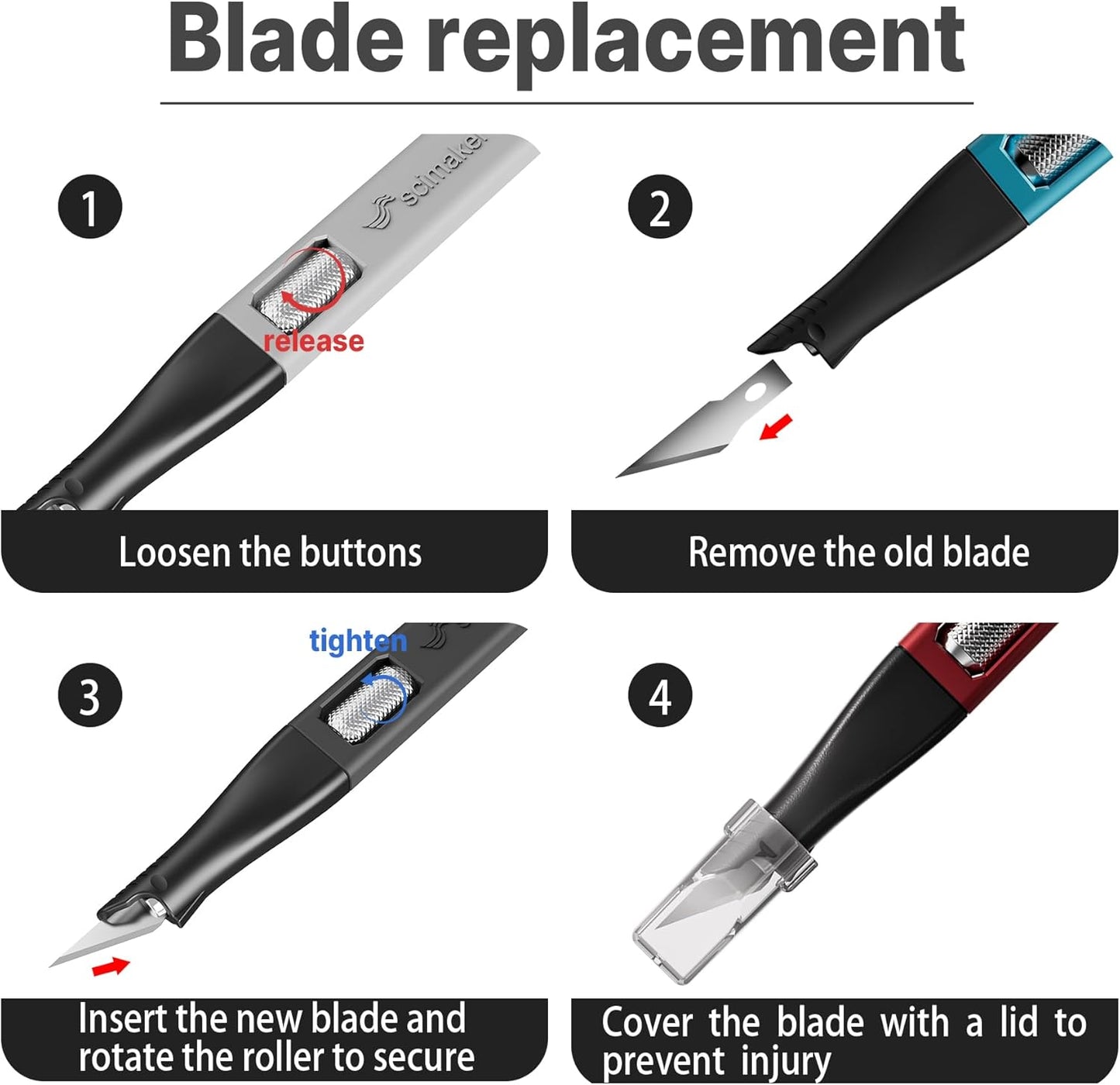 3 PCS Exacto Knife,Hidden Blade Design at The End,Comes with 5 Spare High Qualiry Carbon Steel Exacto Knife Blades. Craft Knife for Crafting, Arts,Modeling,Scrapbooking,Stencil,DIY Projects.Grey