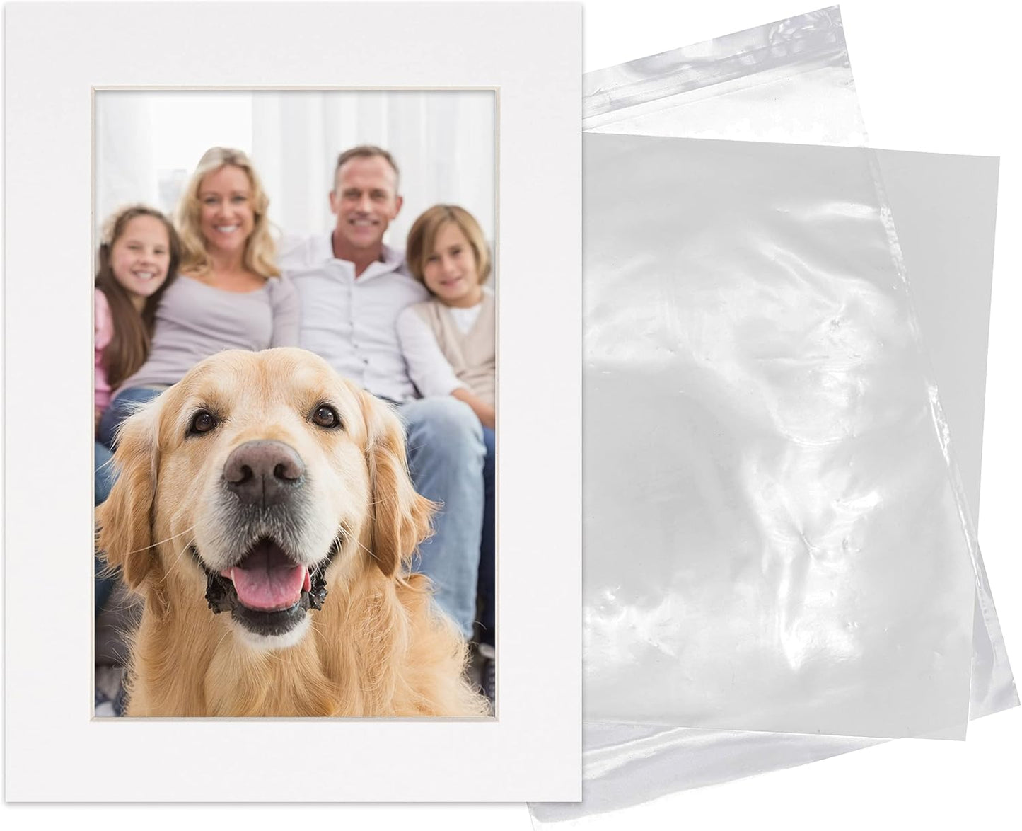 6x8 Mat for 8x10 Frame - Precut Mat Board Acid-Free Show Kit with Backing Board, and Clear Bags White 6x8 Photo Matte Made to Fit a 8x10 Picture Frame Matboard for Framing, Pack of 1 Mat