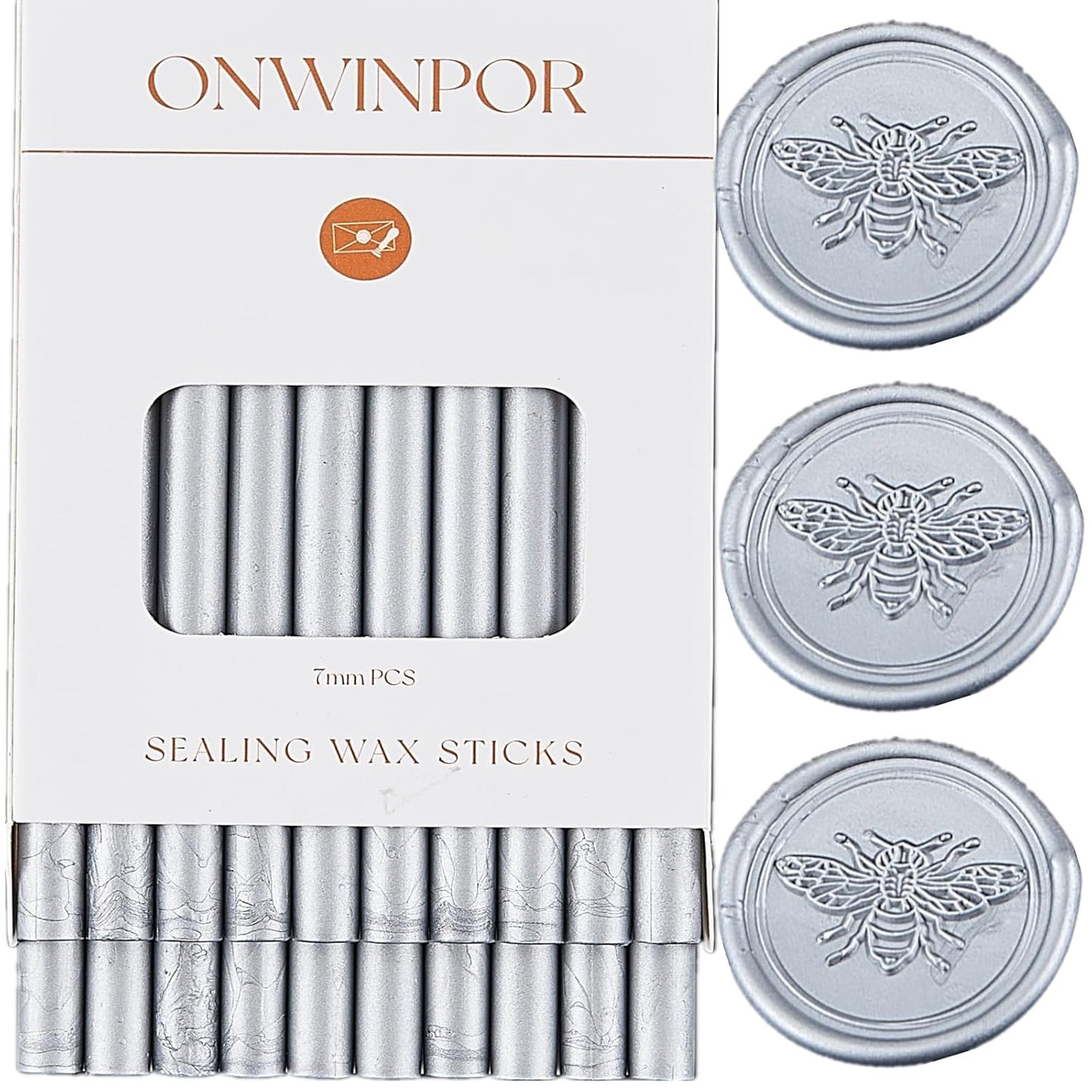 Silver Wax Seal Sticks, ONWINPOR 20pcs Silver Wax Sealing Sticks for Wax Seal Stamp, Wedding Invitations, Mini Wax Seal Sticks for 0.28'' Glue Gun (Silver)