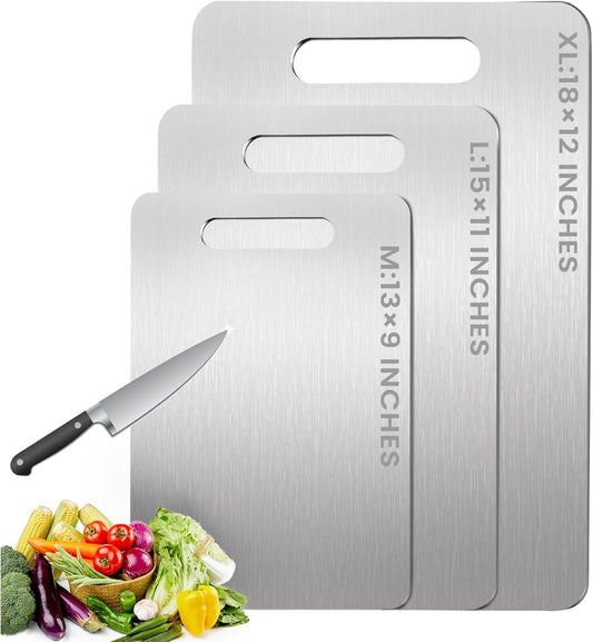 Titanium Cutting Board, 2025 New Upgrade 100% Pure Titanium Cutting Boards for Kitchen, Hygiene & Durability Non Stick Chopping Board, Double sided Cutting Mat, Easy to Clean (18 * 12)