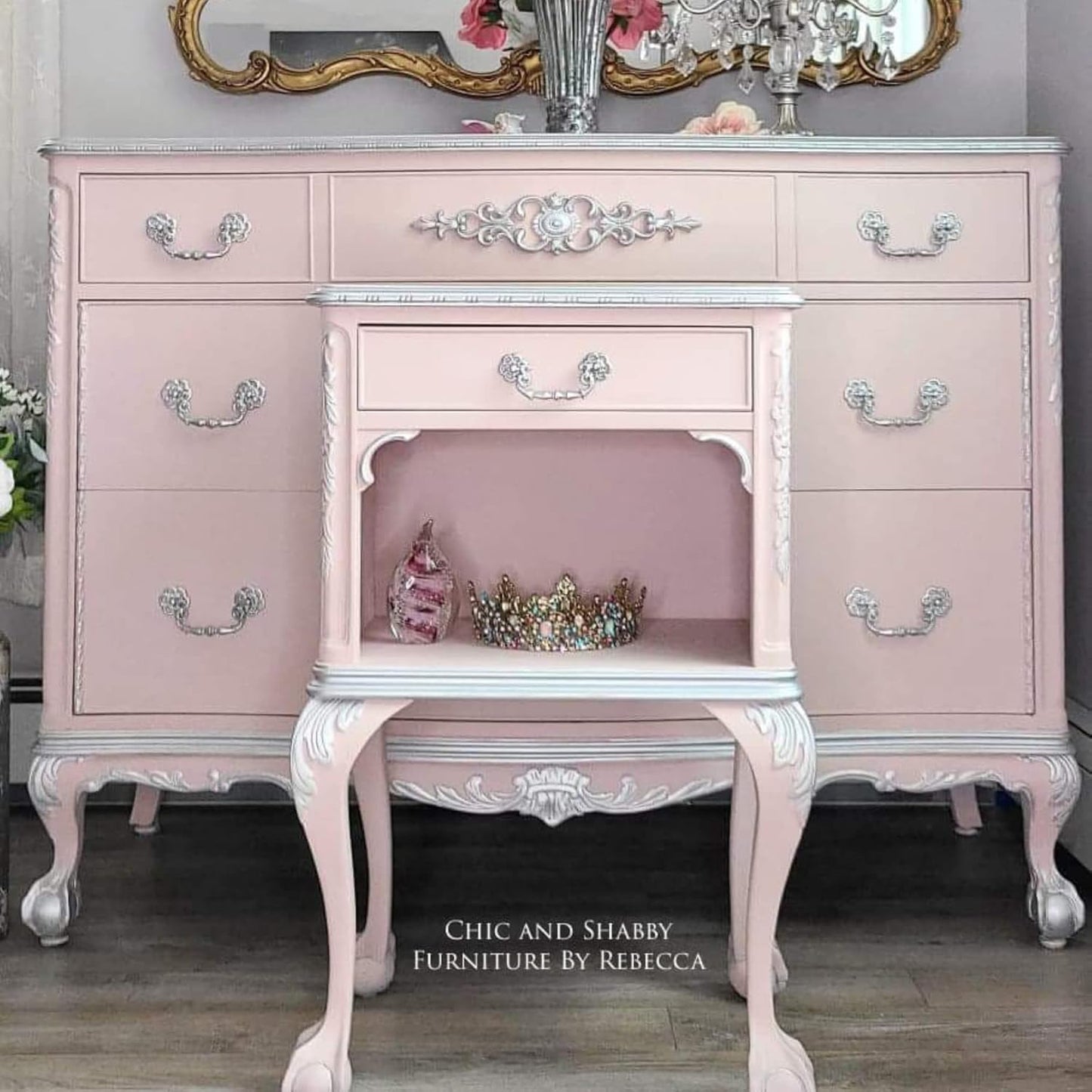 Dixie Belle Paint Company Chalk Finish Furniture Paint - Tea Rose (32oz) - Matte Muted Mauve Chic Chalk Mineral DIY Furniture Paint