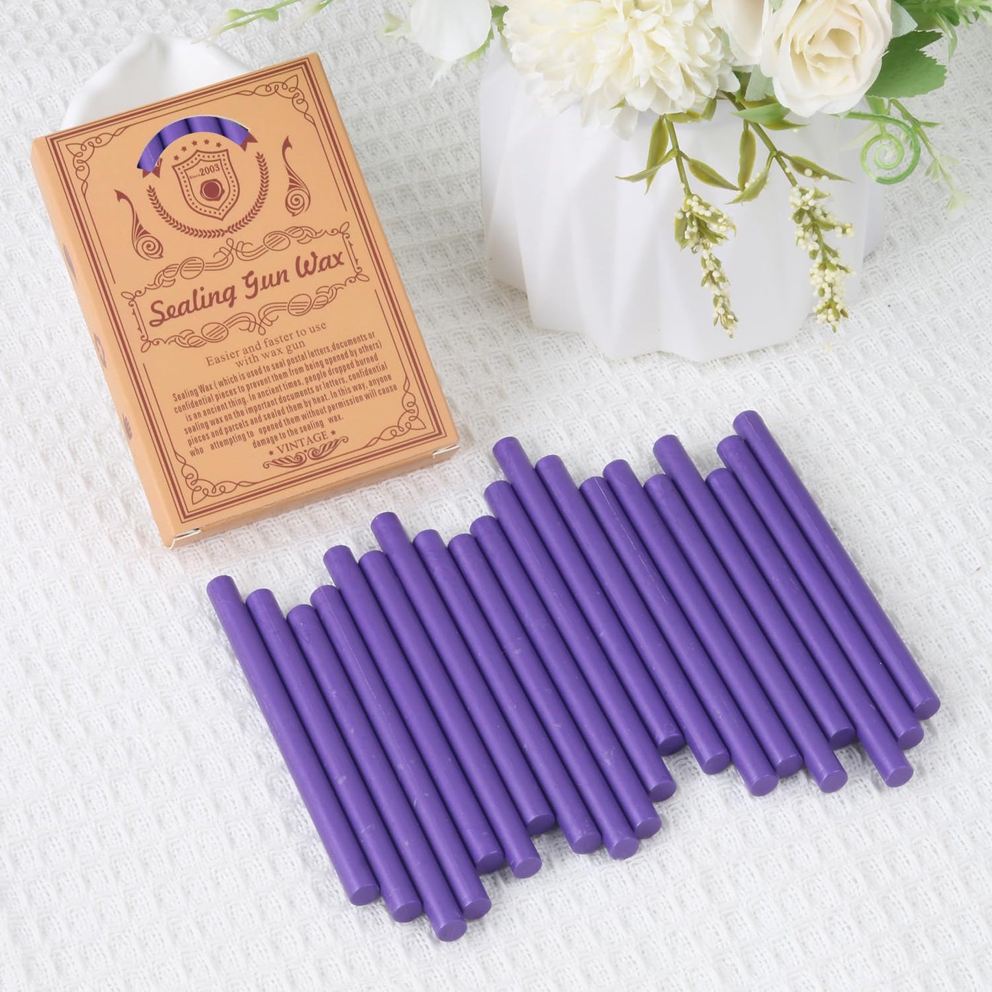 Purple Sealing Wax Sticks, WASOHLING 20Pcs Glue Gun Wax Seal Sticks for Wax Seal Stamp, Purple Wax Seals for Wedding Invitation Christmas Envelope Letter Seals, Craft Adhesive (Mini Size)
