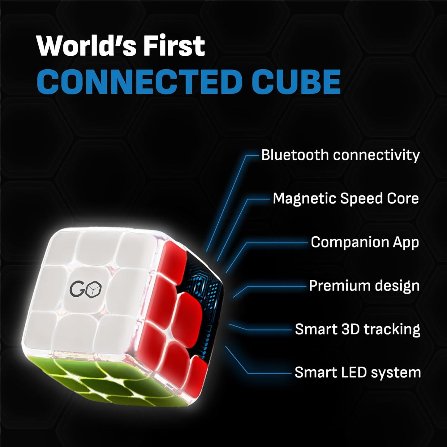 GoCube Edge, The Connected Electronic Bluetooth Cube - Award-Winning 3x3 Magnetic Speed Cube - App Enabled Interactive Smart Cube - Best Gift for Kids & Adults - STEM Brain Teaser Puzzles - Free App