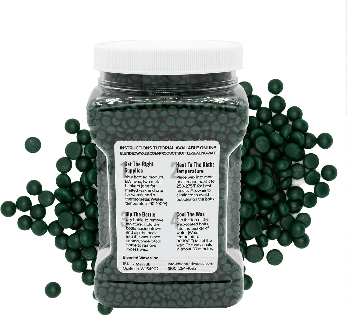 Blended Waxes, Inc. Bottle Sealing Wax, Pastille Wax Seal Beads For Wine, Beer, and Liquor Bottle Sealing, Seals Between 25-30 Bottles, 1 lb, Green