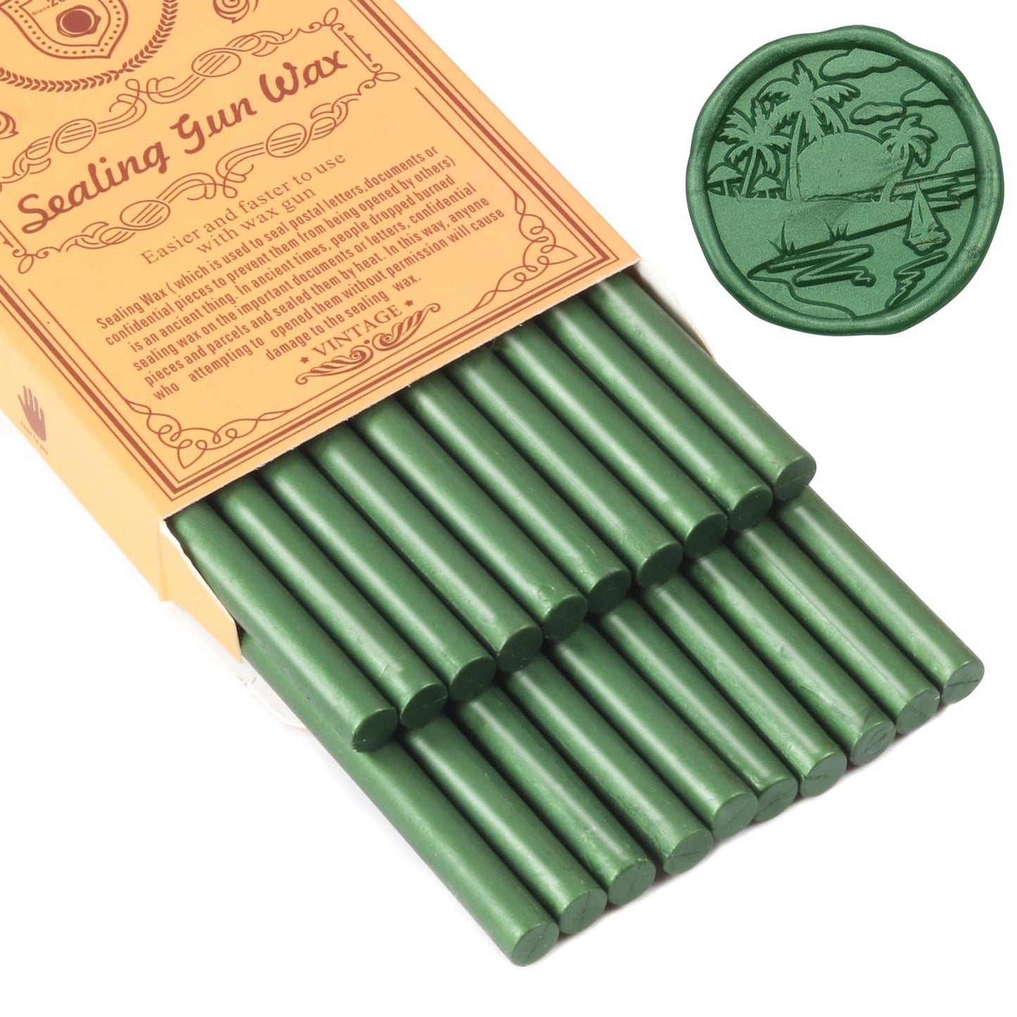Pine Green Sealing Wax Sticks, WASOHLING 20Pcs Glue Gun Wax Seal Sticks for Wax Seal Stamp, Green Wax Seals for Christmas Wedding Invitation Envelope Letter Seals, Craft Adhesive (Mini Size)
