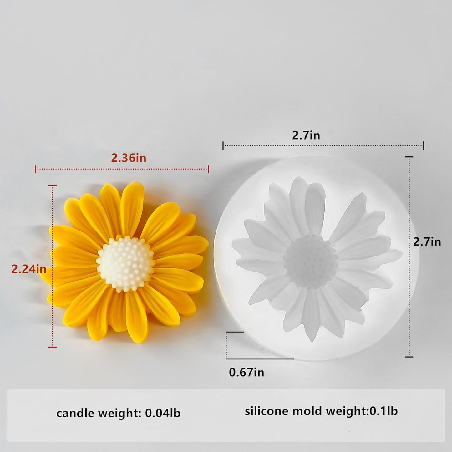 Daisy Candle Mold 4pack, Daisy Silicone molds for Candles, for soap,Candles,Resin,Polymer Clay, Plaster and More DIY Craft