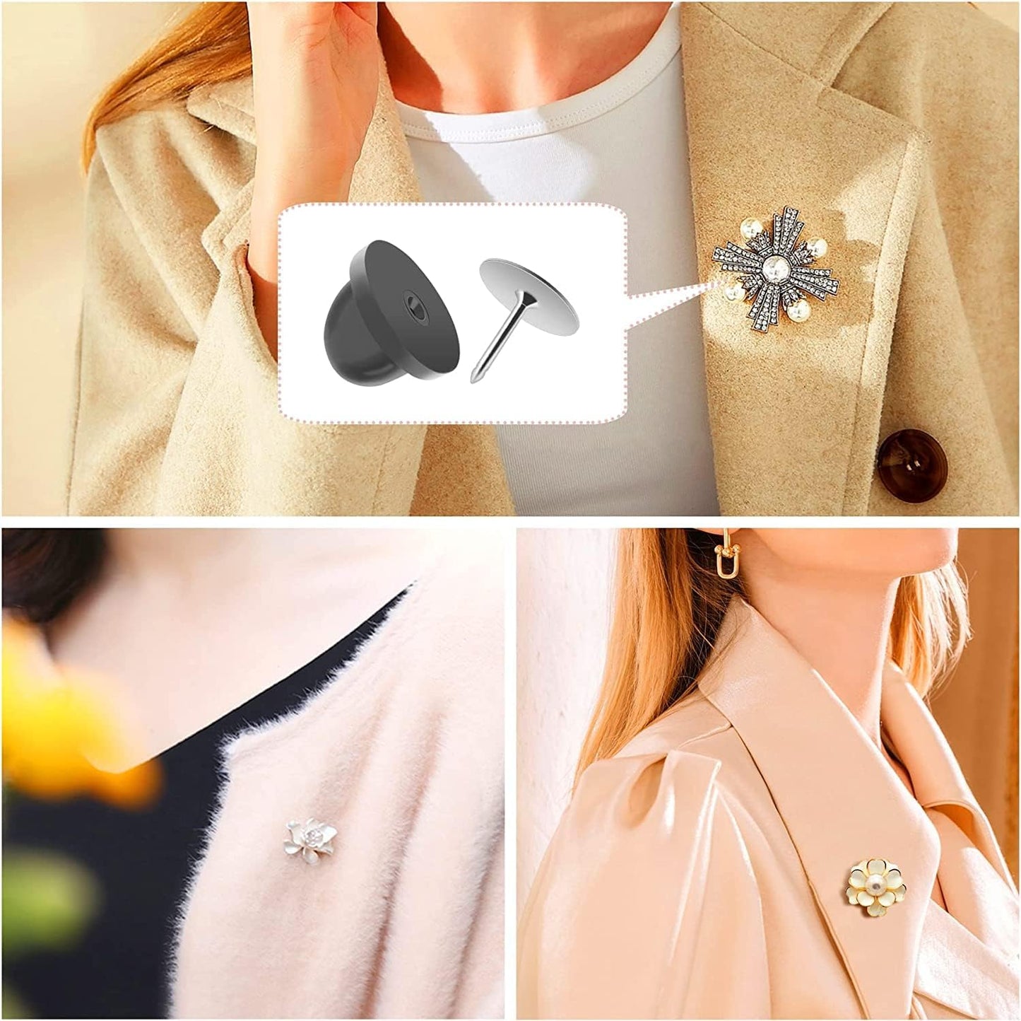 JANYUN 80 Pairs Rubber Blank Pin Backs Butterfly Clutch Backings Holder Tie Tacks Keepers Replacement with 9mm Length 10mm Width Lapel Enamel Pins for Craft Making
