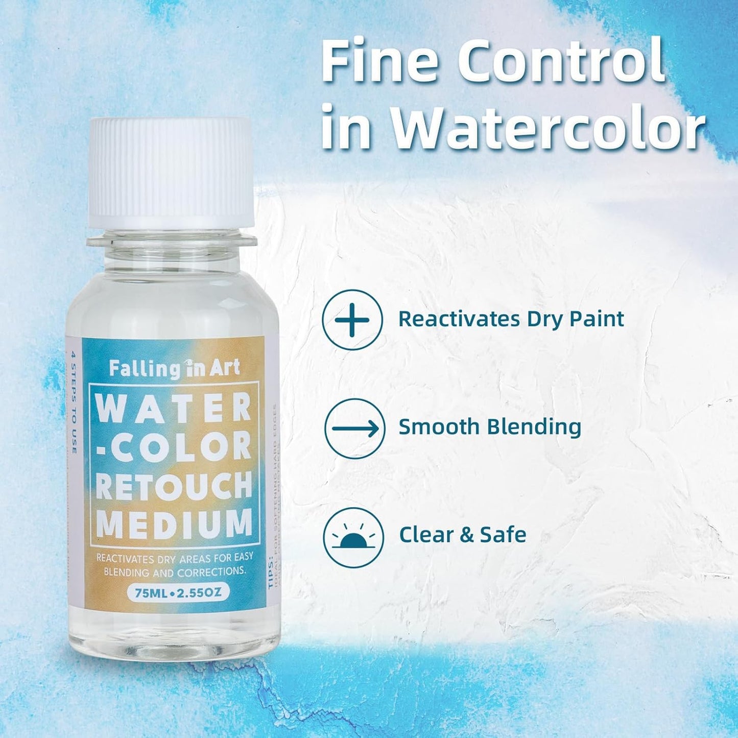 Falling in Art Professional Artist Retouching Varnish, Watercolor Retouch Medium for Painting, 2.5Oz Bottle