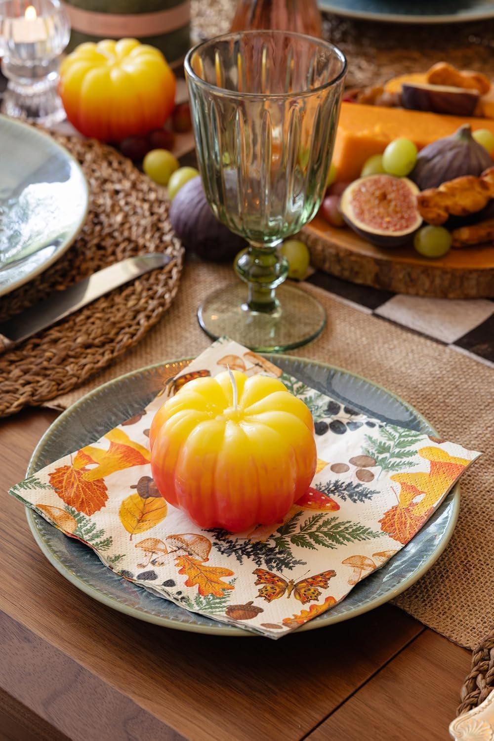 Talking Tables 100 x Disposable Fall Paper Napkins - Made in USA -2ply Recyclable Disposable Bulk Serviettes Decoupage Autumnal Patterned Napkin Thanksgiving Harvest Woodland Mushrooms Christmas