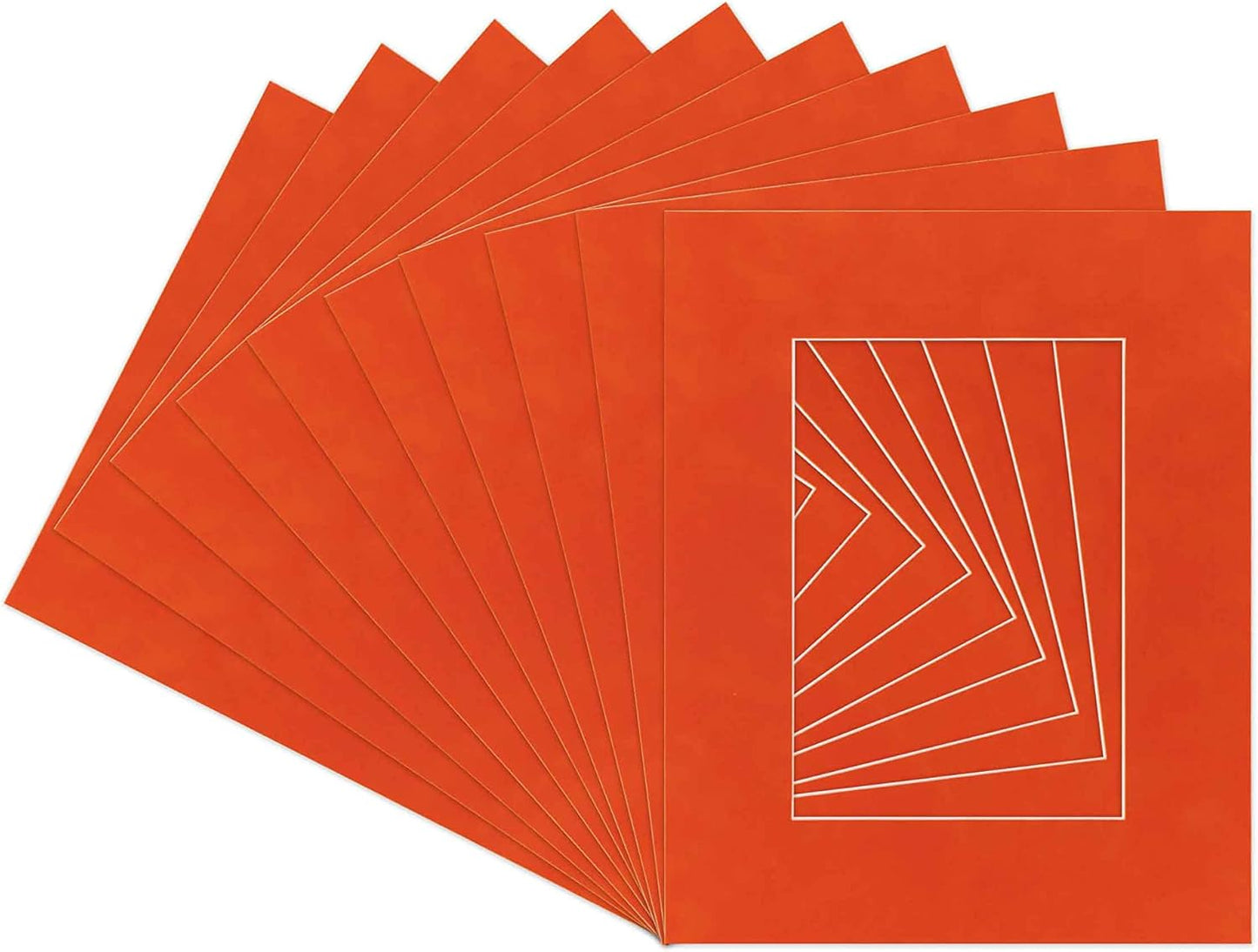 Pack of 25 Acid Free 8x10 Mats Bevel Cut for 6x8 Photos - Orange Suede Precut Matboards For Pictures, Photos, Framing - 4-ply Thickness