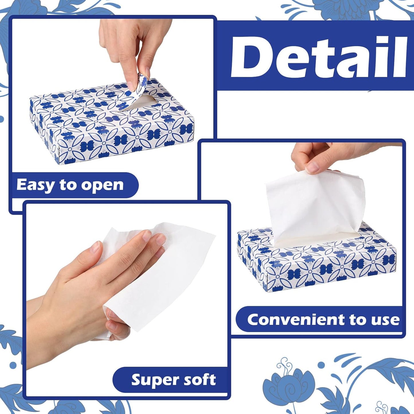 Yinder 24 Packs 960 Sheets Tissue Cube Car Facial Boxes Disposable Facial Travel Tissues Holder for Car 2 Ply 40 Sheets for Household Kitchen School Bathroom (Retro)