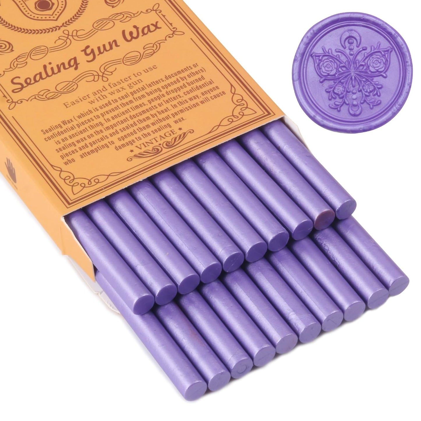 Pearl Purple Sealing Wax Sticks, WASOHLING 20Pcs Glue Gun Wax Seal Sticks for Wax Seal Stamp, Purple Wax Seals for Christmas Wedding Invitation Envelope Letter Seals, Craft Adhesive (Mini Size)