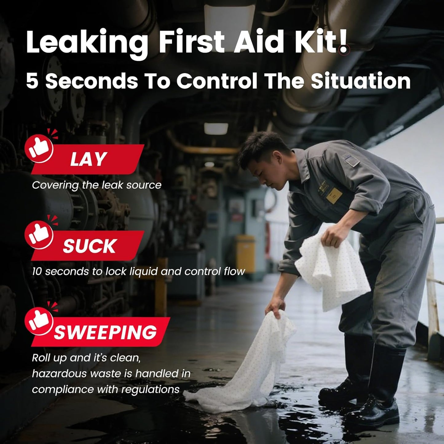 Oil Absorbent Pads | 16"x20" Oil-Only Spill Mat 100-Pack | Industrial Spill Control for Oil & Fuel(32 Gal/Box) | Repels Water Absorbing Sheets
