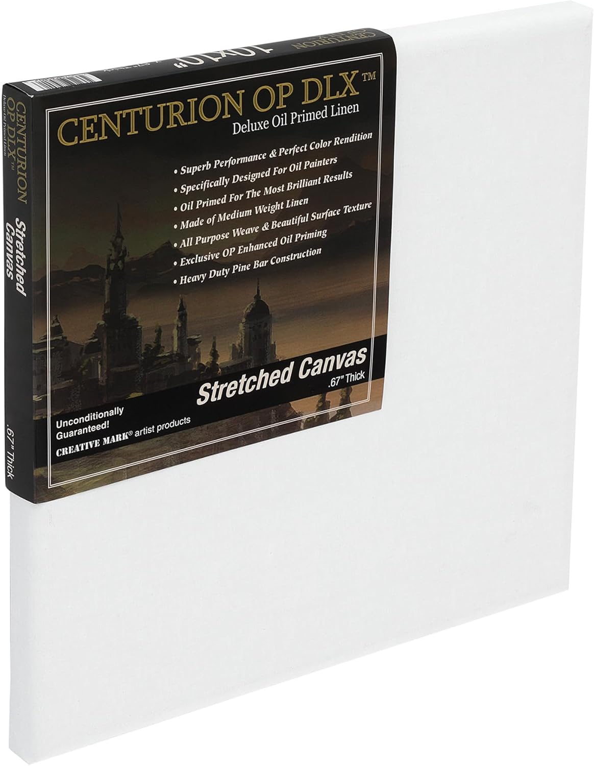 Centurion Deluxe Professional Oil Primed Linen Stretched Canvas, 11oz Linen, 24x24 - Box of 6, 0.67" Deep Canvases, Kiln-Dried Stretchers, Back Stapled, Premium Medium Weight Canvas for Oil Paintings