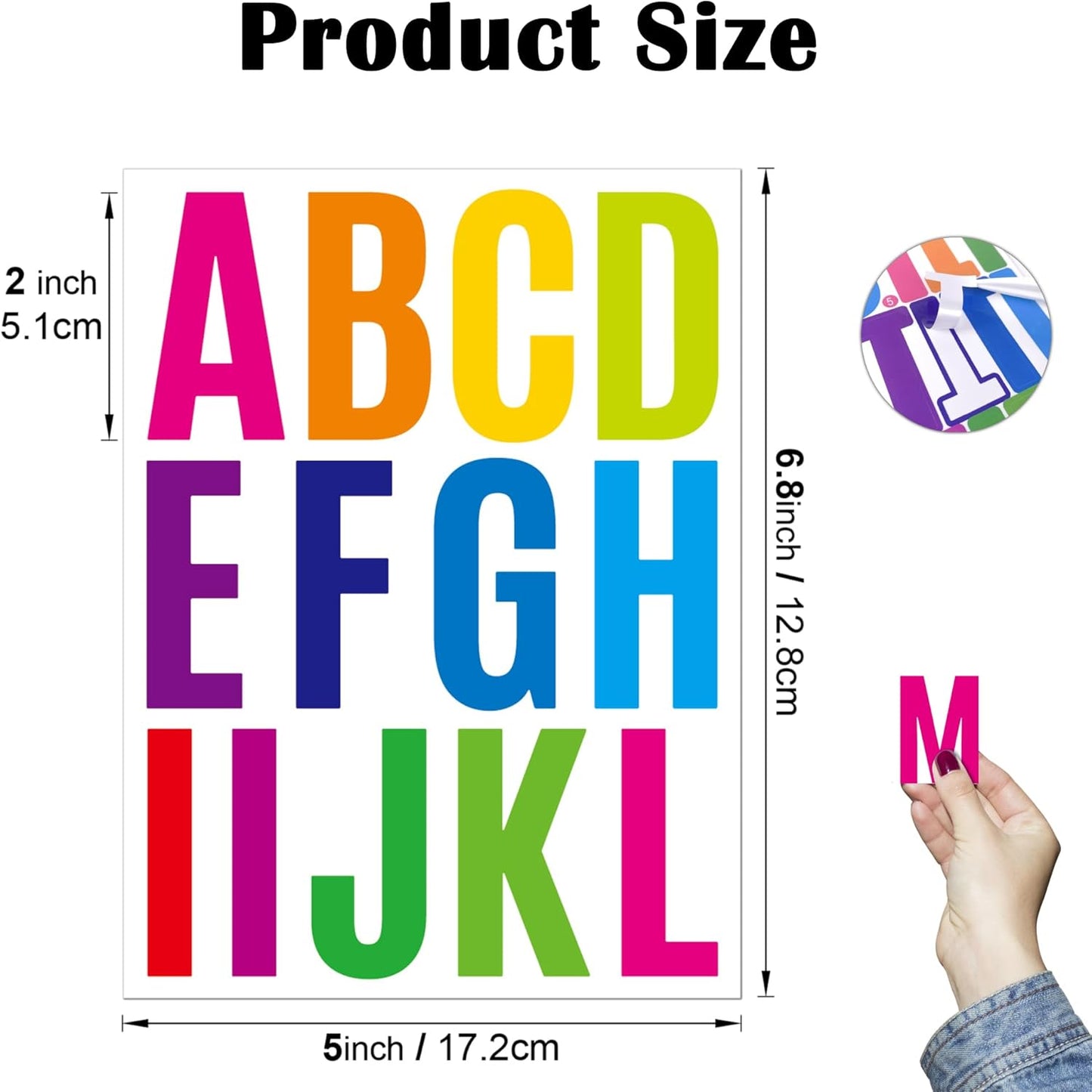 318Pcs 2inch Vinyl Letter & Numbers Stickers, Large Stick on Alphabet for Bulletin Board, Scrapbooking,Mailbox, House, Door, Wall,Scrapbook, Wall, Waterproof self Adhesive (Multi Color)