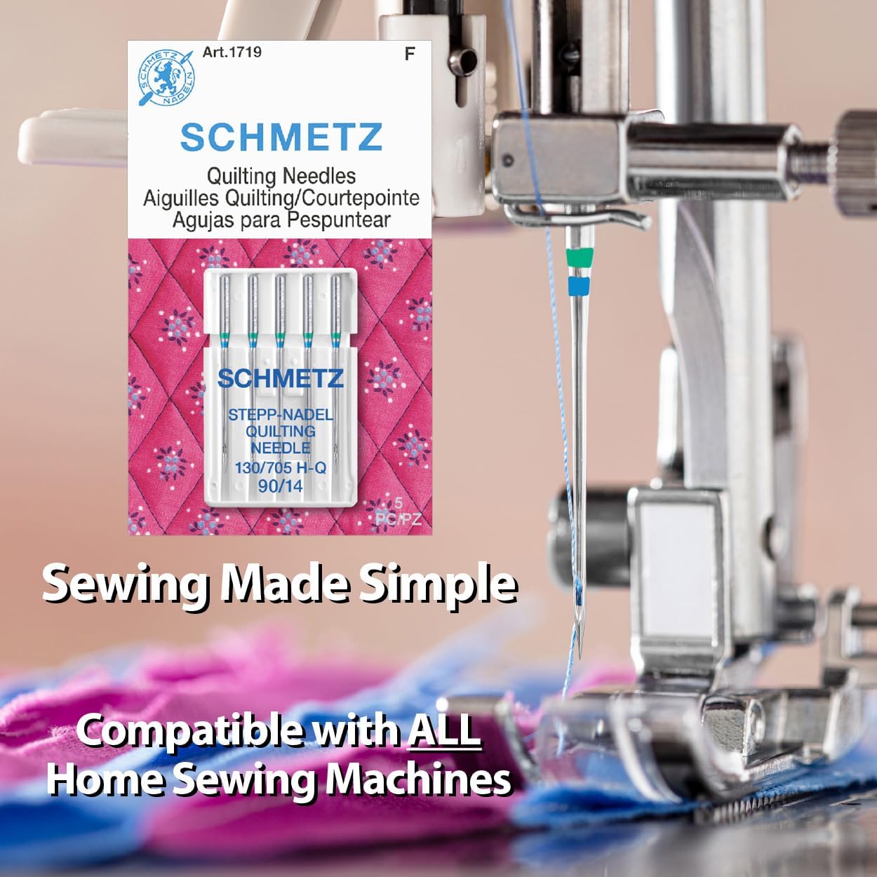 SCHMETZ Quilting Needles - Size 90/14, 5-Needle Cards, Pack of 10