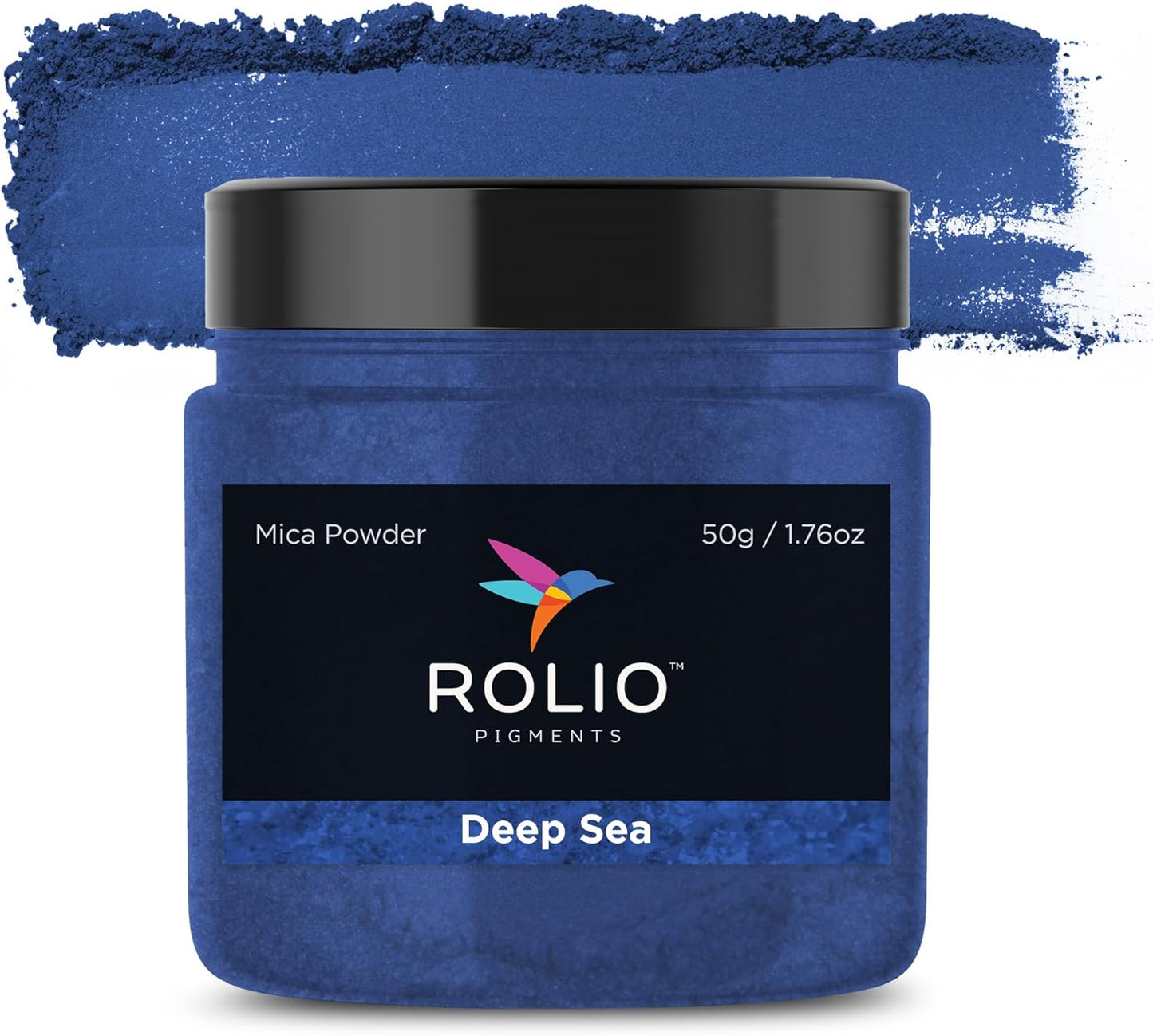Rolio Premium Mica Powder - Deep Sea (50G / 1.76oz) - 1 Jar of Blue Pigment Powder for Epoxy Resin, Dye, Soap Making, Nail Polish, Paint, Candle Making, Bath Bombs, Slime