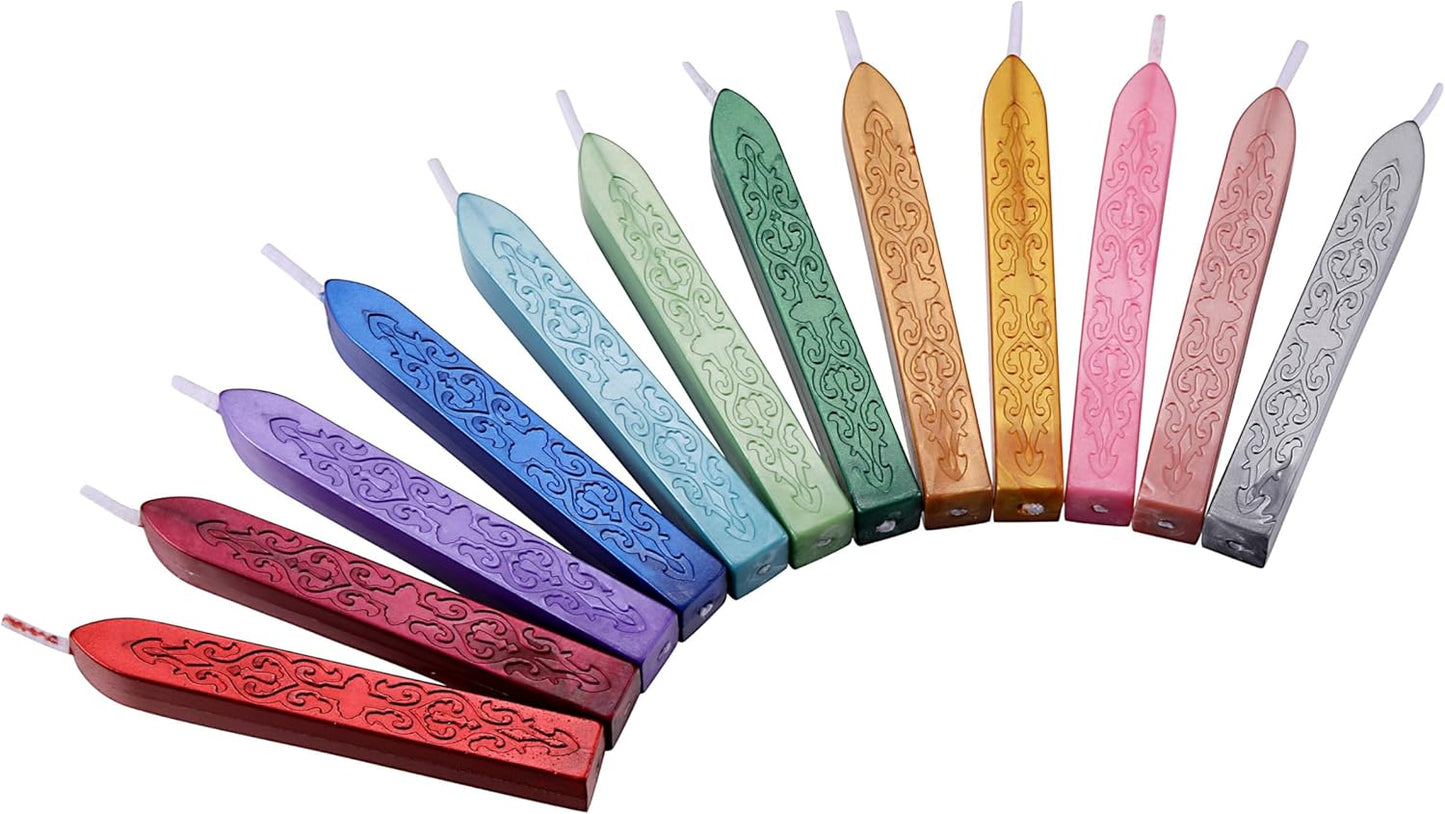Yoption 12 Pcs Mixed Colors Sealing Wax Sticks with Wicks for Wax Seal Stamp, Wedding Invitations, Gift Wrapping, Christmas