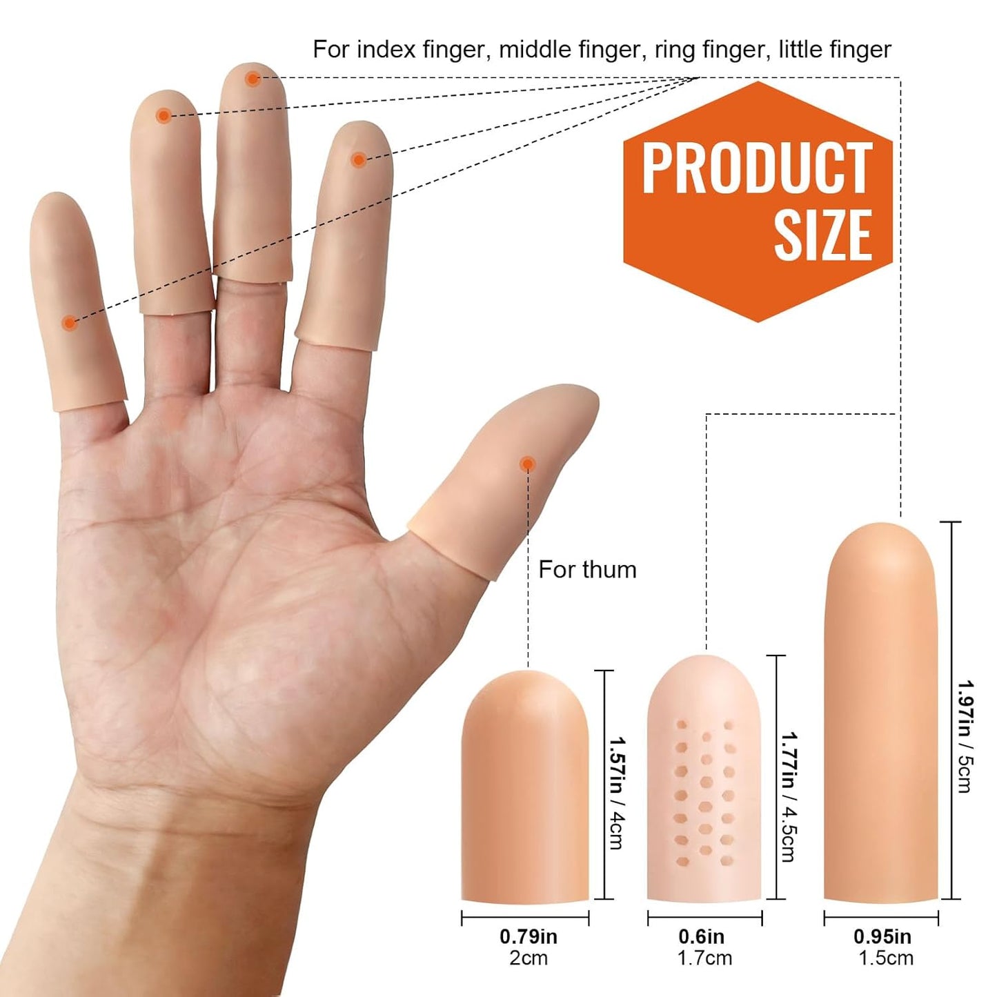30 Pcs Gel Finger Protectors, Toe Caps Silicone Fingertips Protection, Reusable Waterproof Fingers Tip Covers, Elastic Finger Toe Guards for Daily Protection