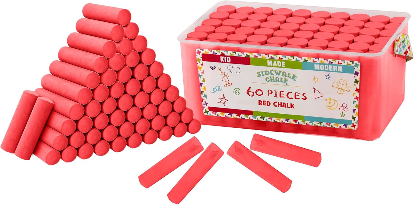 Kid Made Modern 60 Count Pack of Sidewalk Chalk (Red)
