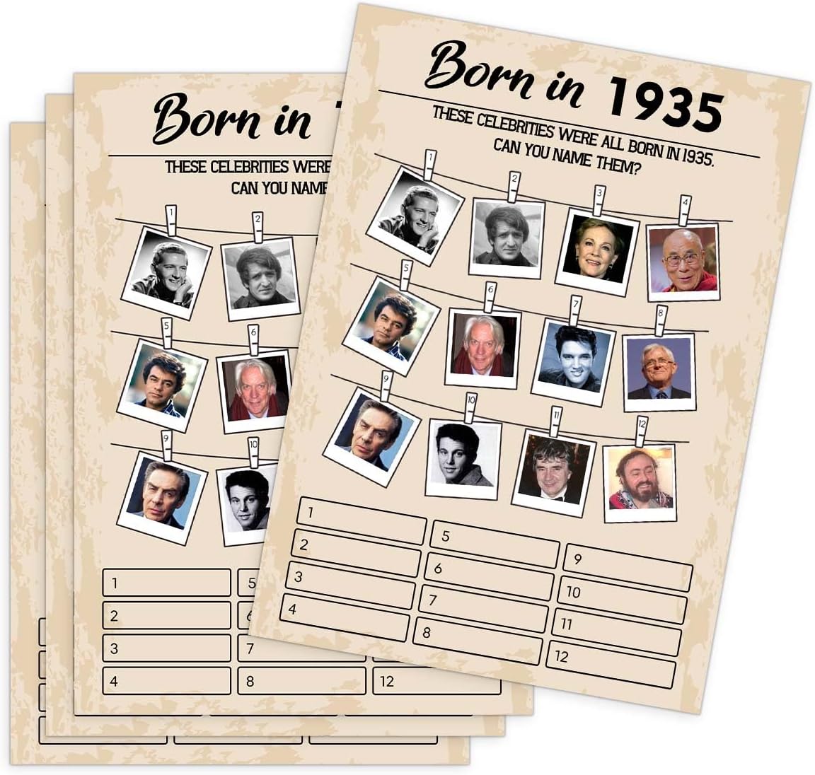 QUPT 1930s-themed Birthday Party Game Cards, Pack of 31 Cards for Adults, 5x7 Inches, Unisex, No Batteries Required