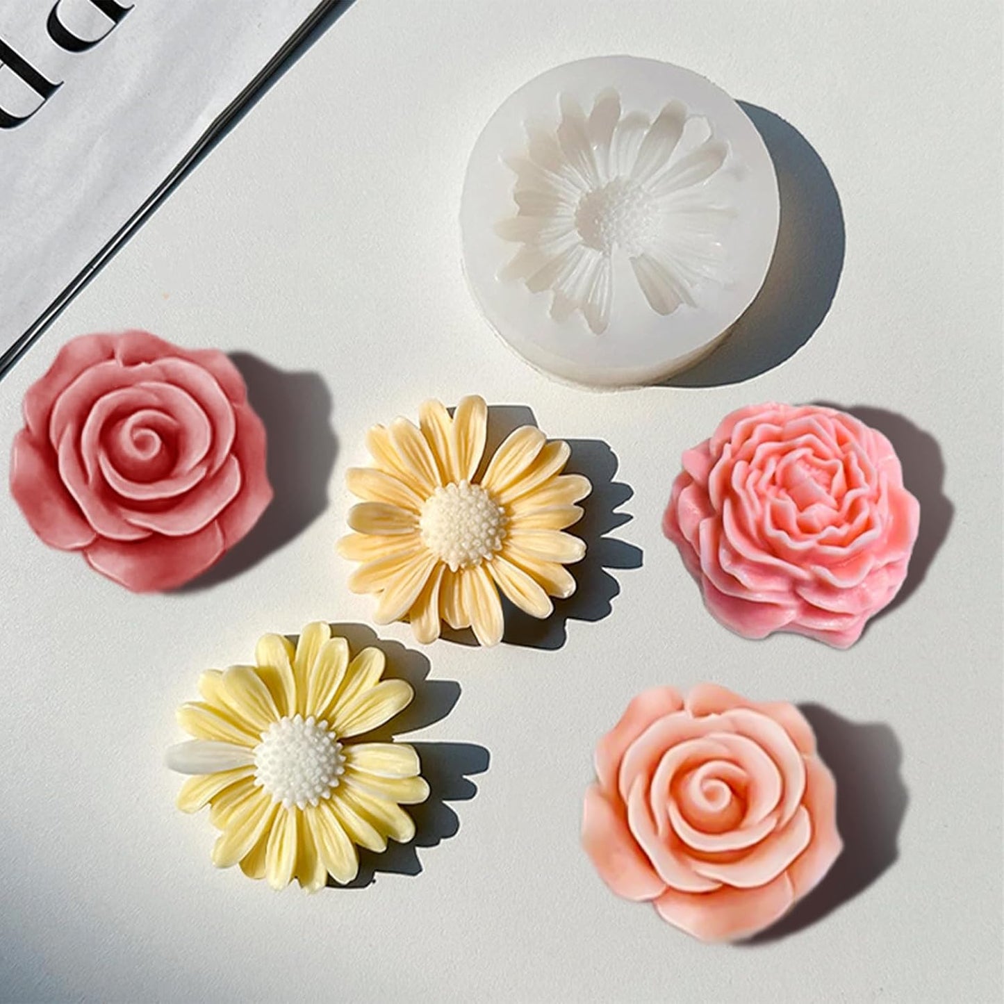 6 Pack Candle Molds for Candle Making, Moldes para Velas, Flower Molds Silicone Candle Molds for DIY Scented Candle, Soy Wax, Cake, Soap, Resin Casting Craft Making
