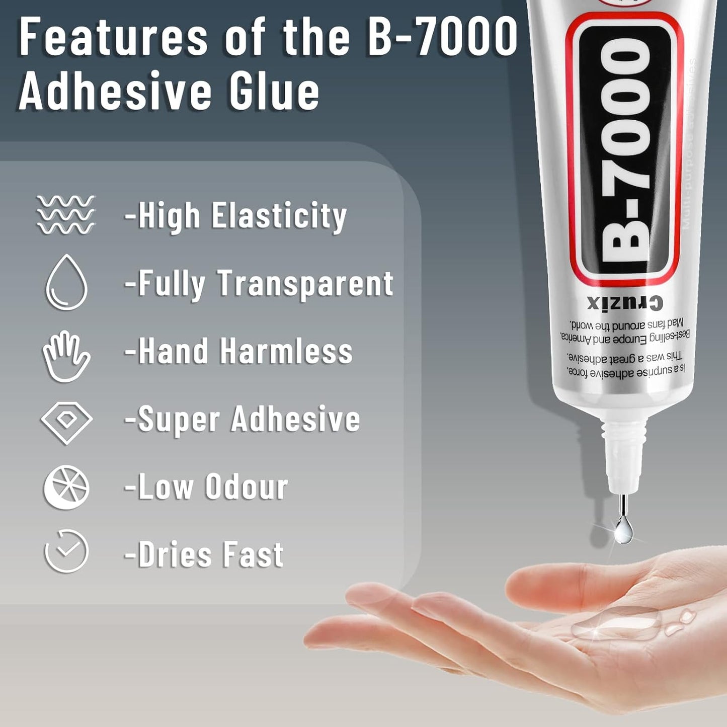 B-7000 Craft Glue for Jewelry Making, Multi-Function B-7000 Super Adhesive Glues Liquid Fusion Glue for Rhinestones Crafts, Clothes Shoes, Fabric, Jewelry Making, Cell Phones (3x25 ml/0.9 oz)