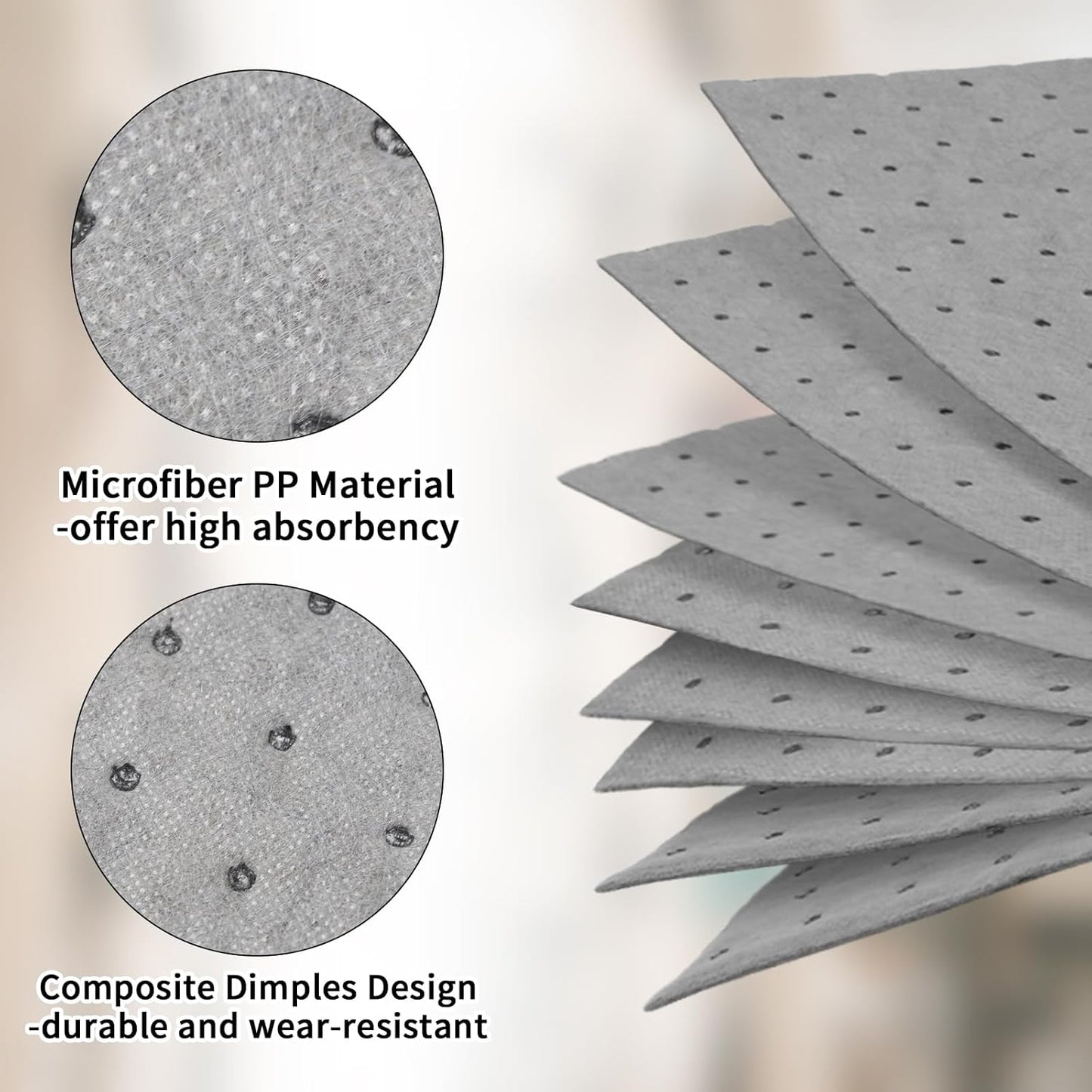 Oil Absorbent Pads Weight Dimpled Pad Garage Accessories Water Absorbent Mat Oil Spill Mat for Oil-Based & Water-Based Fluids Absorbing & Protecting Home Garage Basement (Gray,9.8'' x 13'') (30PCS)