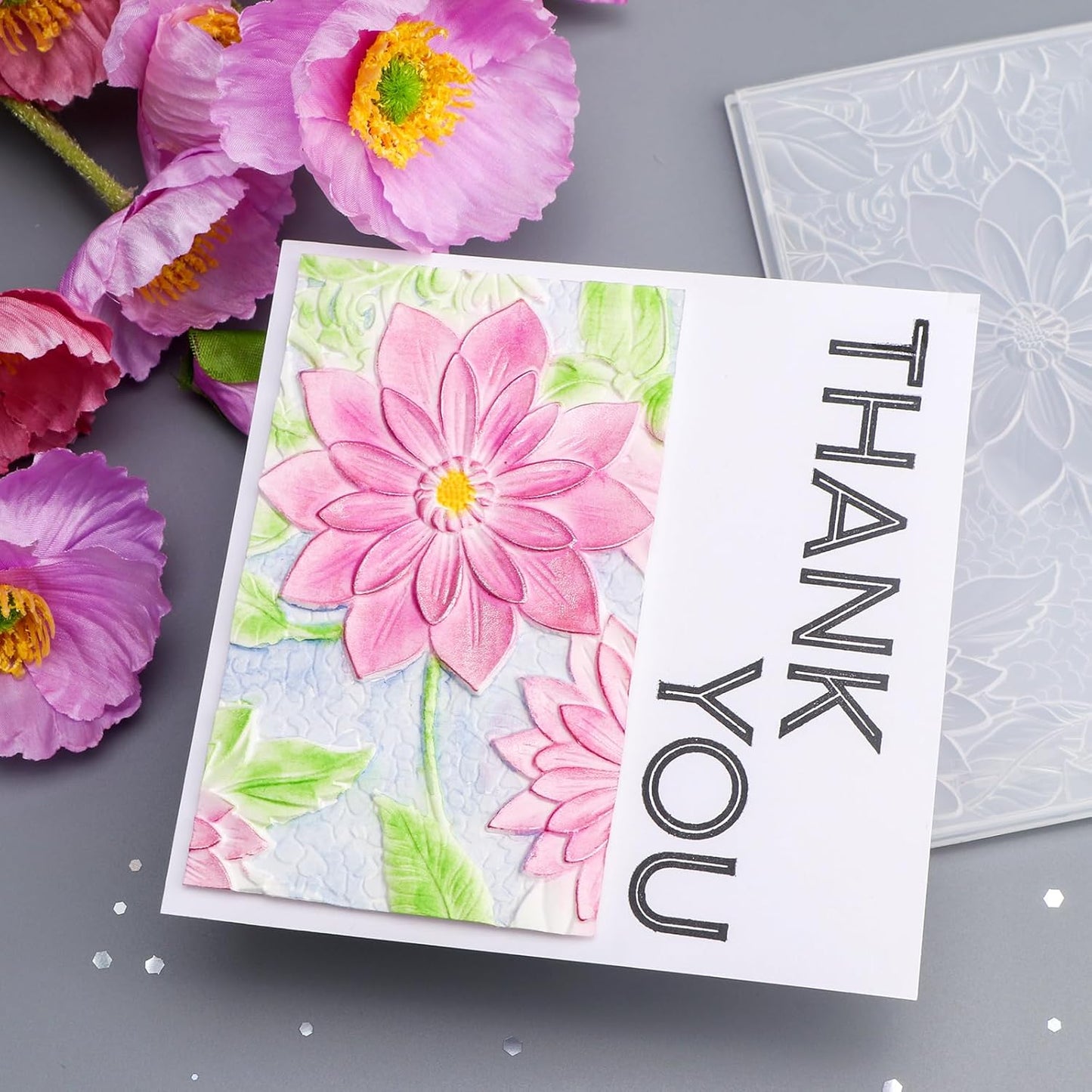 BAOFALI 3D Embossing Folders Lotus for DIY Scrapbooking Photo Album Card Paper Craft Decoration for Card Making,Embossing Template Paper Card Embossing Stencil 6.3" L x 4.5" W