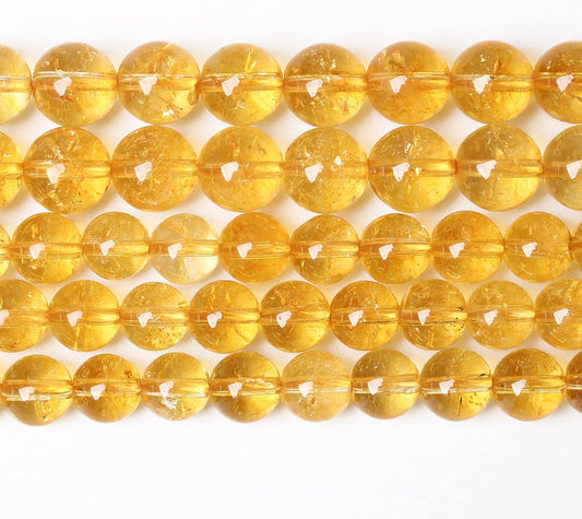 72Pcs 10mm Natural Citrine Beads for Jewelry Making Yellow Crystal Quartz Round Loose Beads DIY Bracelet Necklace Earrings 32" 2 Strands