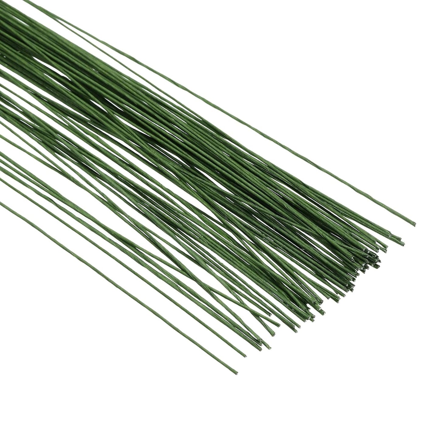 PATIKIL 24 Gauge 16" Floral Stem Wire, 100 Pcs Paper Wrapped Iron Artificial Flower Stem Accessories for DIY Bouquet Stem and Craft Decoration, Dark Green