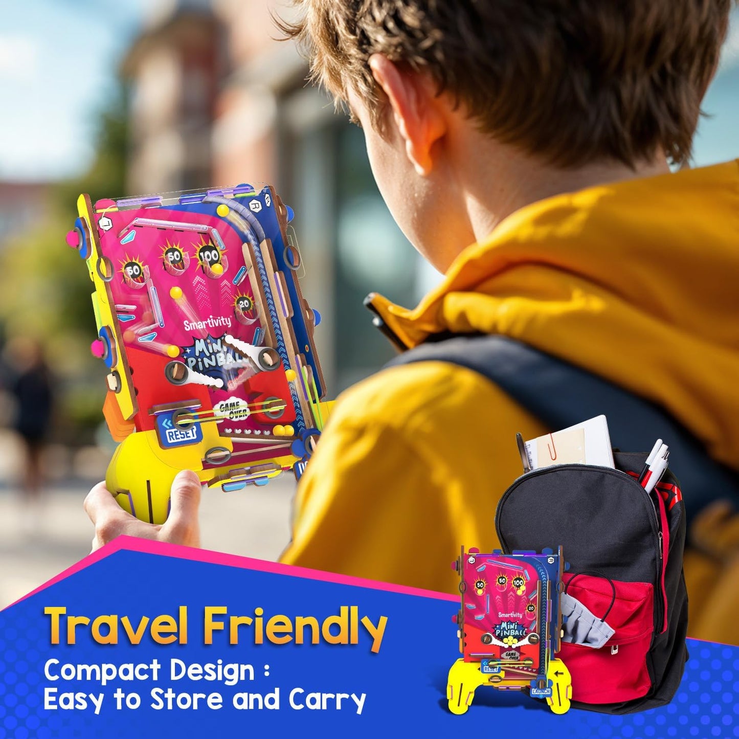 Smartivity DIY Mini Pinball for Kids Ages 6-12 Years | Build Your Own - Hand Held Pinball Game I Birthday Gift for Boys & Girls | STEM Toy for Kids 6,7,8,9,10,11,12 Years Old