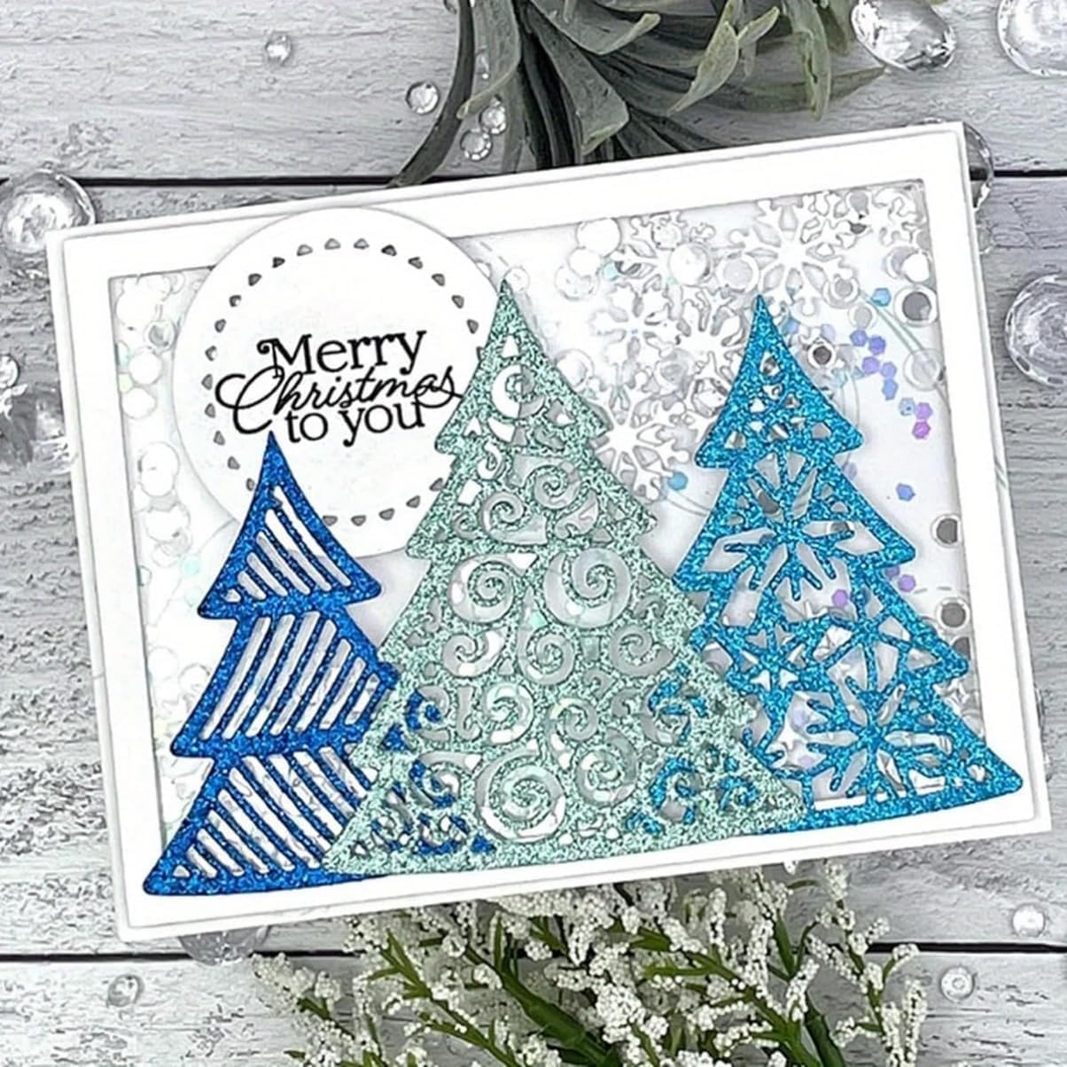 Metal Cutting Dies DIY Merry Christams Embossing Stencil Template Scrapbooking Card Making Mold Photo Album Arts Crafts Tools (Christmas Tree Set-14.3x9.1cm)
