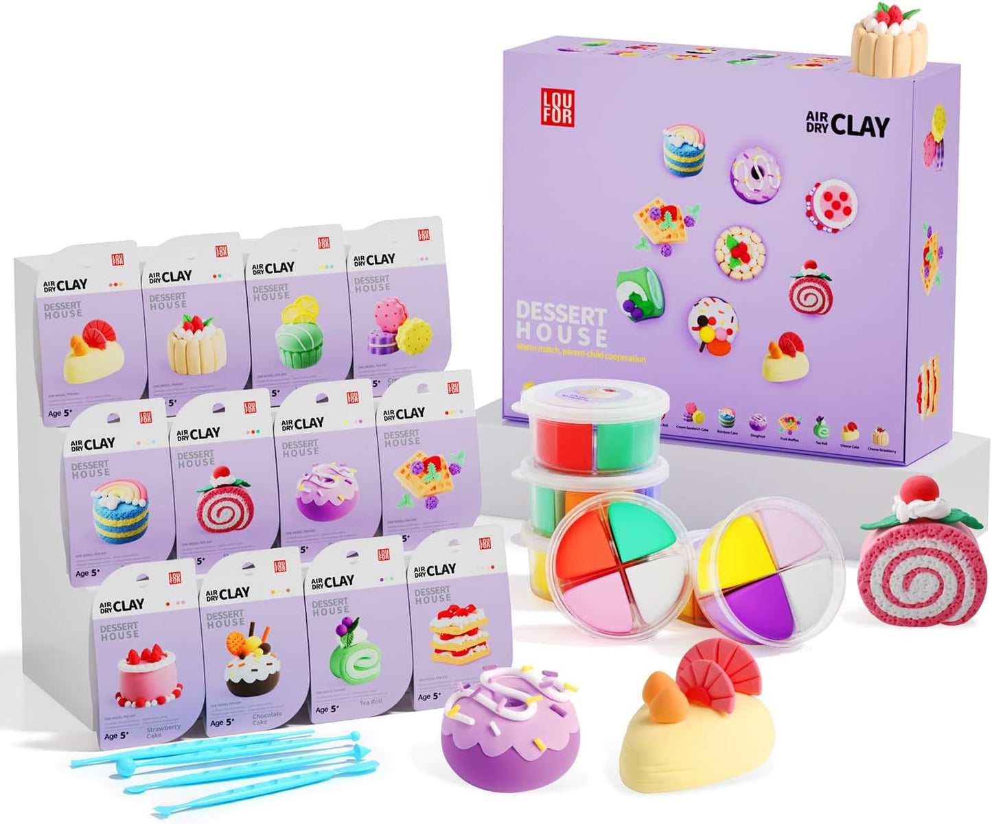 Air Dry Clay Kits - Modeling Clay for Kids, Ultra Light & Soft, Safe & Non-Toxic, DIY Air Dry Clays Kit with Sculpting Tools and Tutorials, Creatible Art Crafts Toys Gifts for Boys Girls