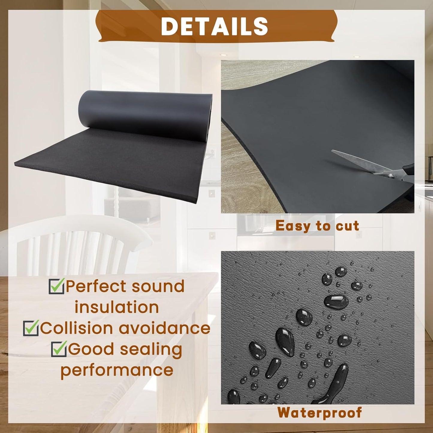 Neoprene Foam Rubber Sheet 1/2" x 17" x 60", Non-Adhesive Foam Rubber Padding Roll for DIY Projects, Gaskets, Foam Padding Applications