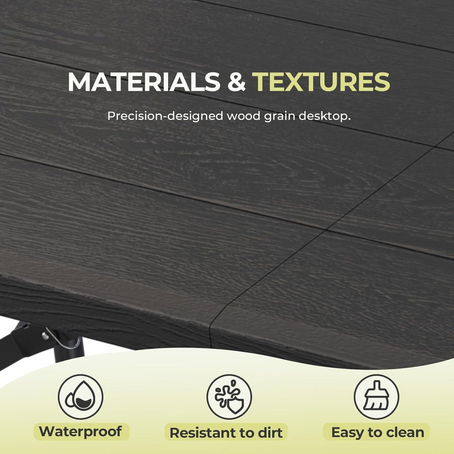 4Ft Folding Table Adjustable Height Portable Folding Tables Heavy Duty 400 lbs Capacity, Wood Grain Tabletop for Working Meeting Parties, Picnic, Camping, Weddings, Garden Dining-Black