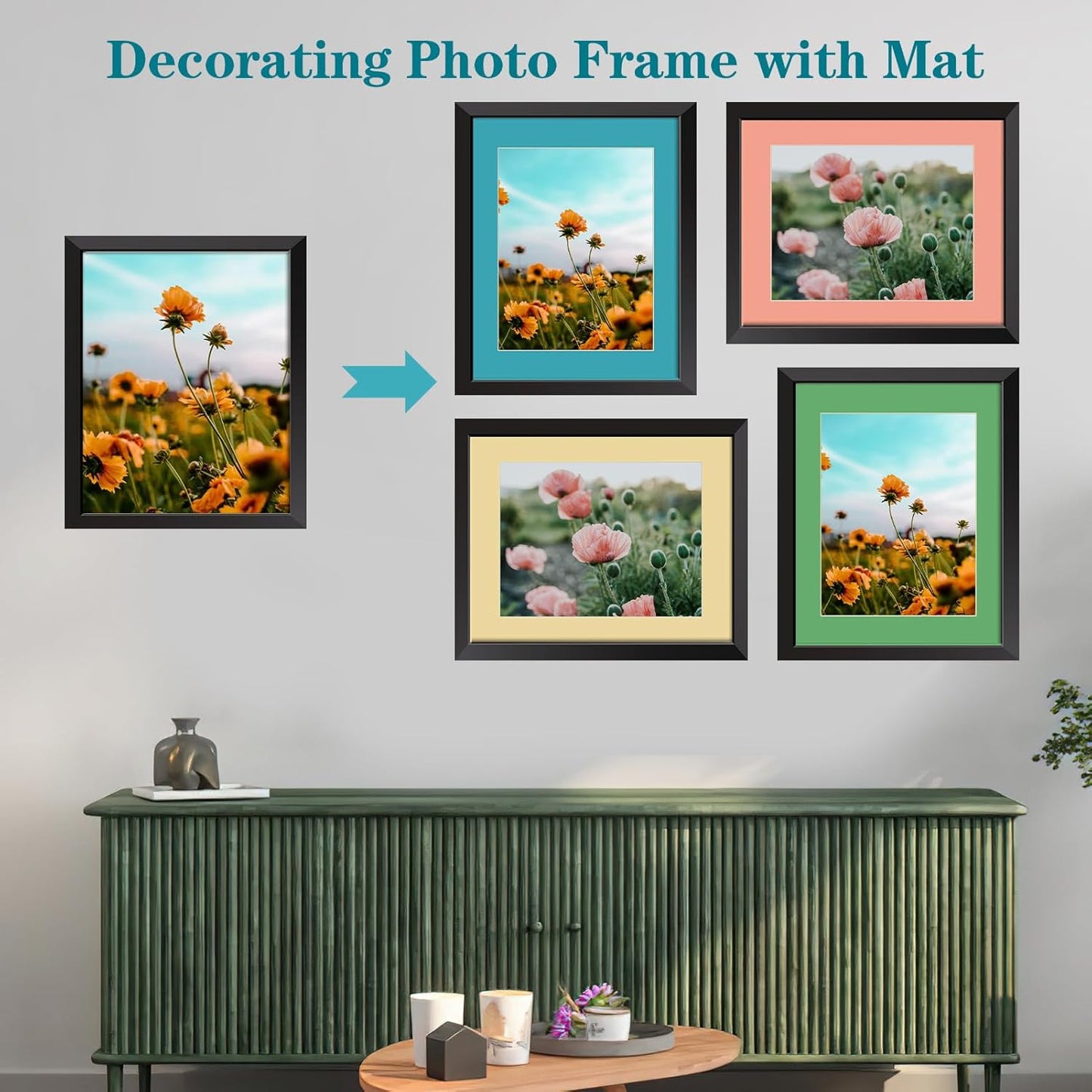 ZBEIVAN 12 Packs Mixed Colors 11x14 Picture Frame Mats for 8.5x11 Photos, Artworks and Prints, White Core Bevel Cut Frame Mattes