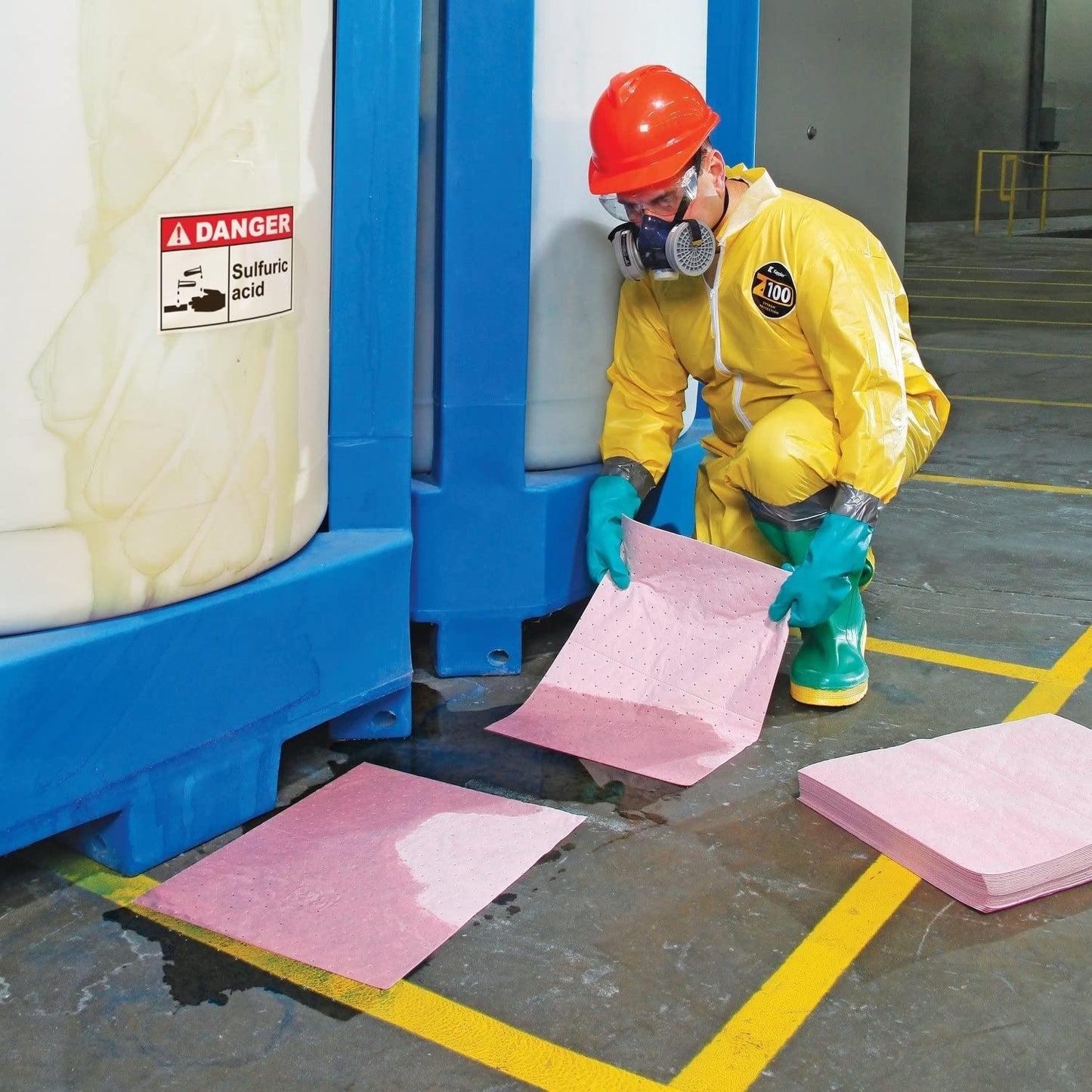 PIG Hazmat Chemical Absorbent Mat Pads - 200 Pads per Bag - 15" W x 20" L - Absorbs up to 14 oz. per Pad - MAT302