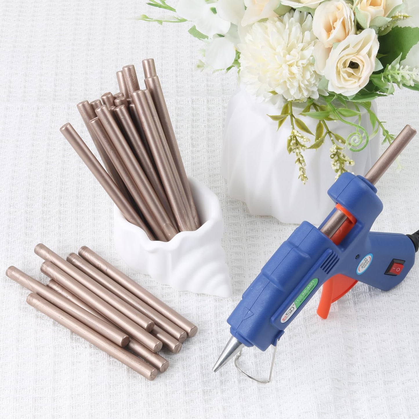 Champagne Gold Wax Seal Sticks, 30pcs Sealing Wax Sticks, HOSEALING Glue Gun Wax Seal Sticks for Wax Seal Stamp, Premium Sealing Wax for Wedding Invitations, Letter, Envelope (Mini Size)