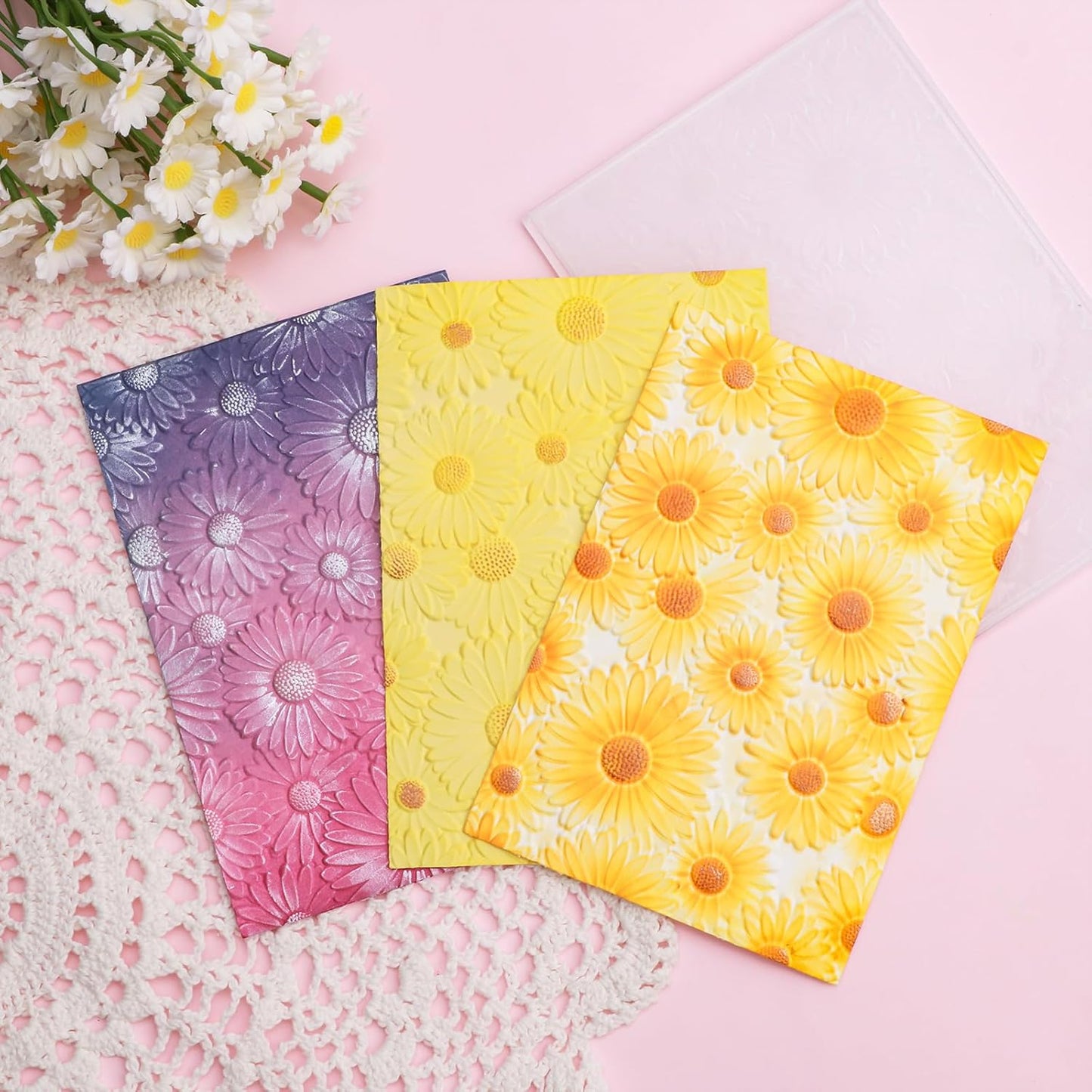 BAOFALI 3D Embossing Folder for Card Making,Beautiful Sunflower Plastic Texture Fades Embossing Folder Template for Scrapbooking Cardstock Album DIY Decoration Paper Crafting 6.3x4.5inch