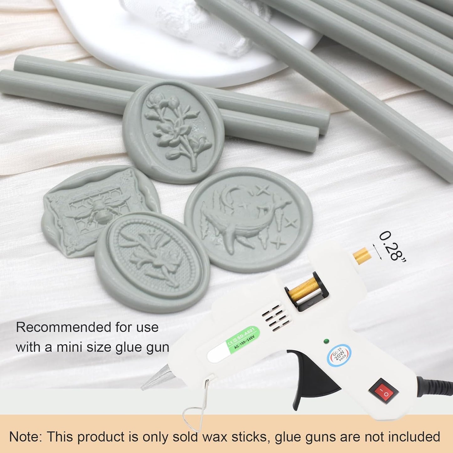 Sage Green Wax Seal Sticks 20pcs, Andotopee Glue Gun Wax Seal Sticks for Wax Seal Stamp, Premium Sealing Wax for Envelope Letter Seal Wedding Invation Craft Adhesive, Great Gift Ideas (Mini Size)