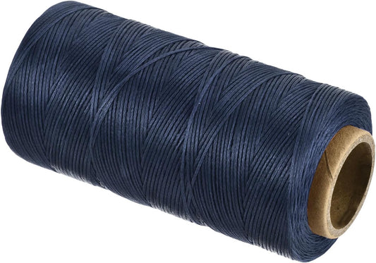 MECCANIXITY Waxed Thread,284 Yard 0.8mm 150D Flat Wax Thread Polyester Waxed String for Leather Sewing Hand Weaving Book Binding Home Decoration,Deep Blue